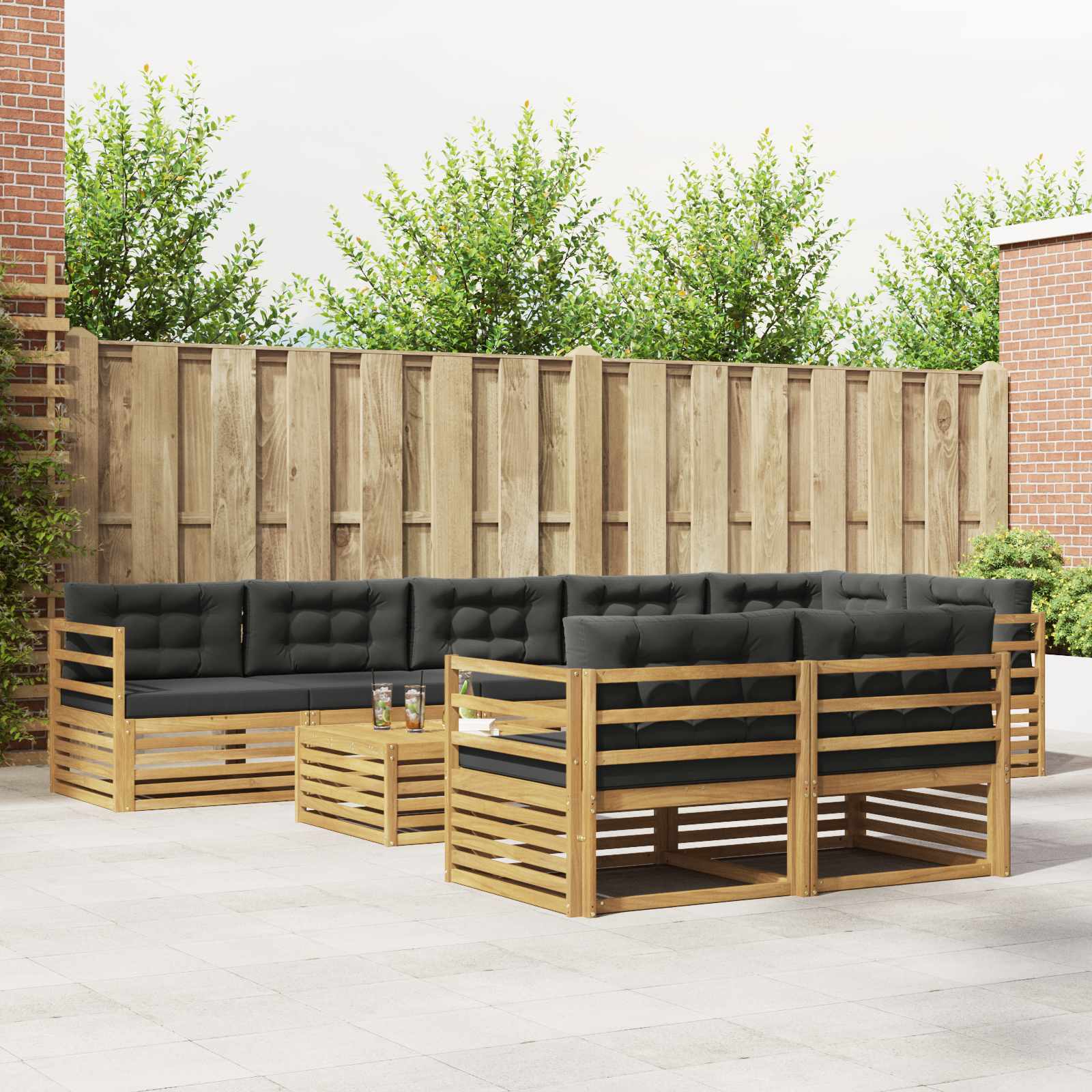 Set vanjskih sofa s jastukom 9 pcs Bijela i antracit