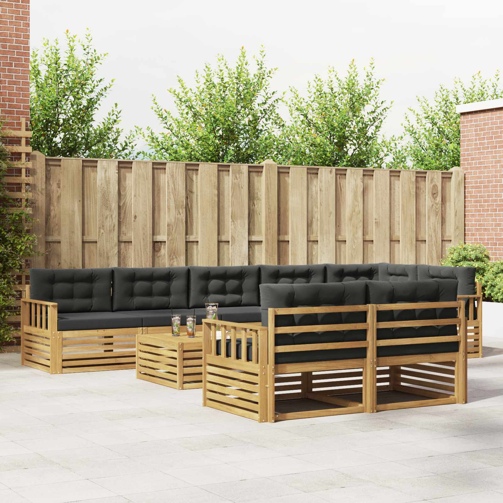 Set vanjskih sofa s jastukom 9 pcs Bijela i antracit Poliester
