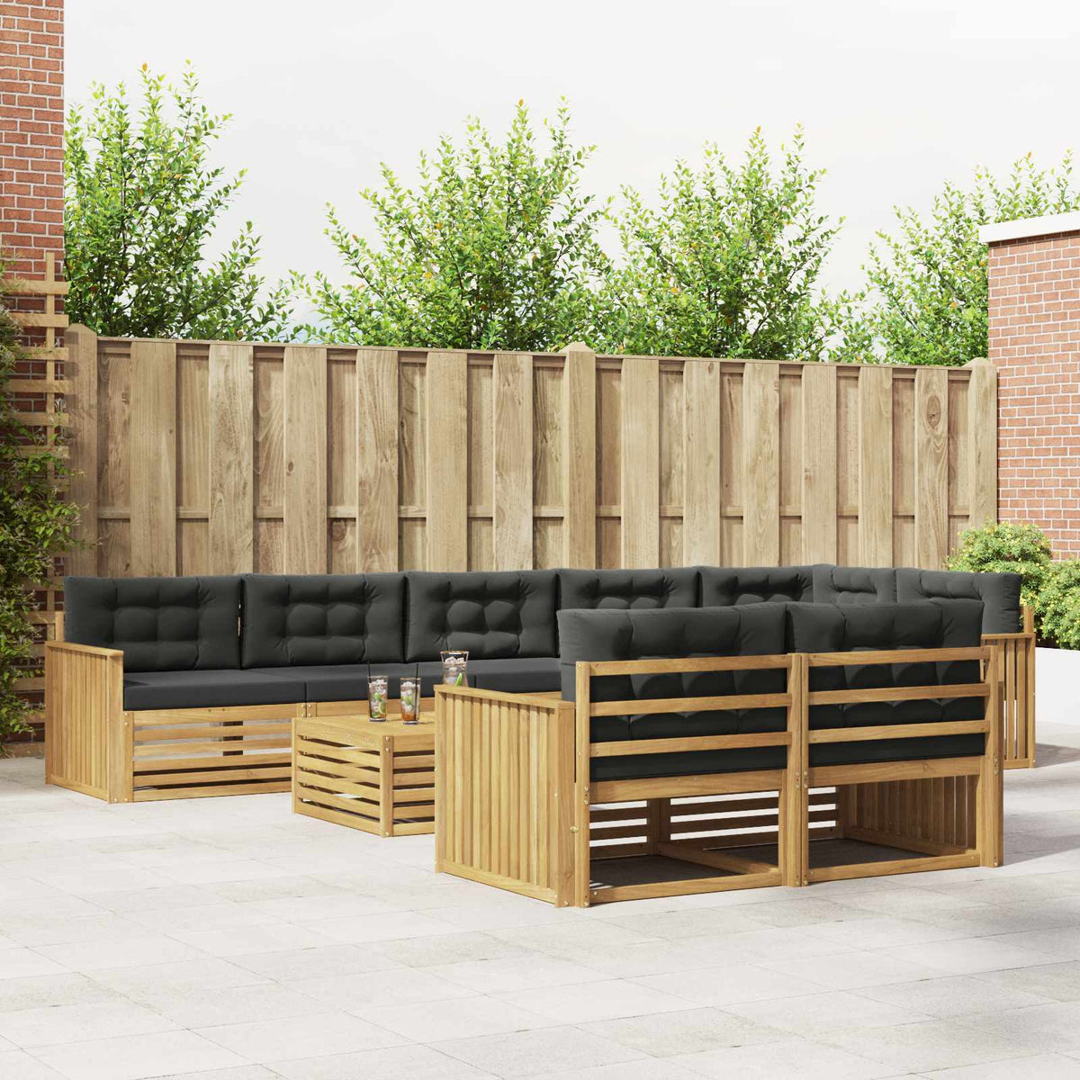 Set vanjskih sofa 9 kom. Bijela i antracit Poliester Smeđa 79 x 79 x 37 cm