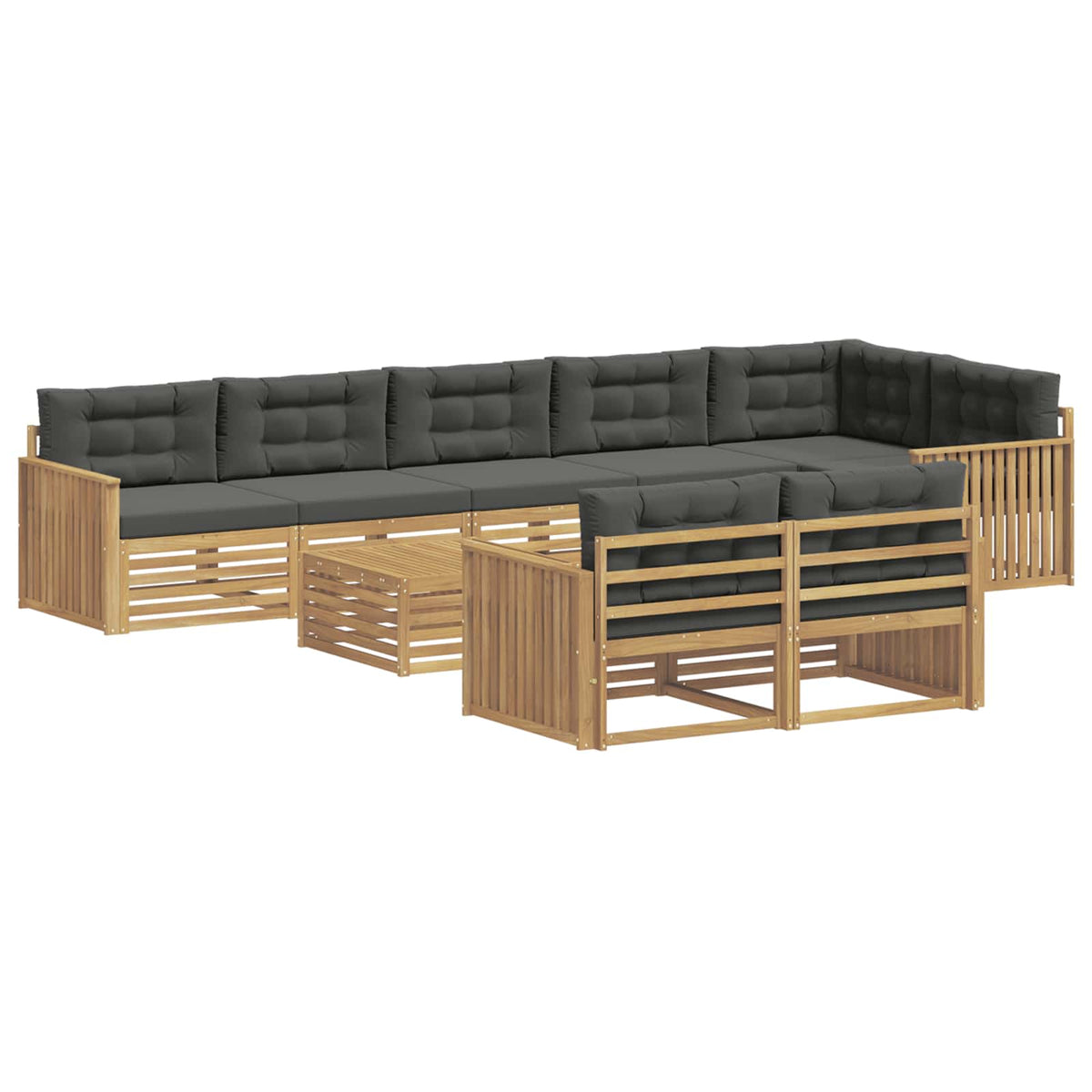 Set vanjskih sofa 9 kom. Bijela i antracit Poliester Smeđa 79 x 79 x 37 cm