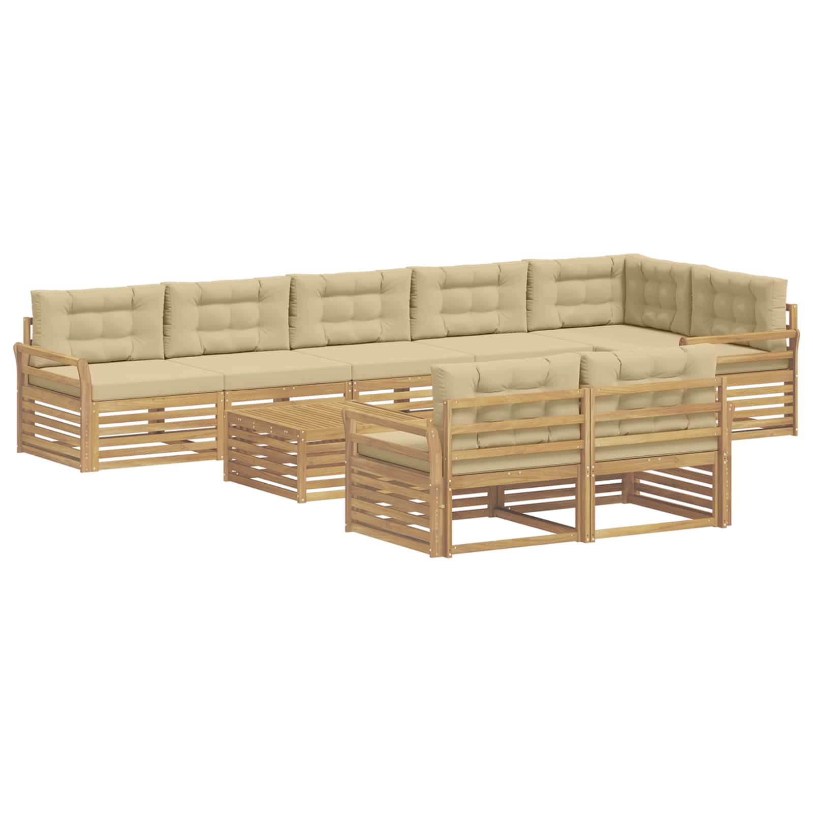 Set vanjskih sofa 9 kom. Bijela i bež Poliester