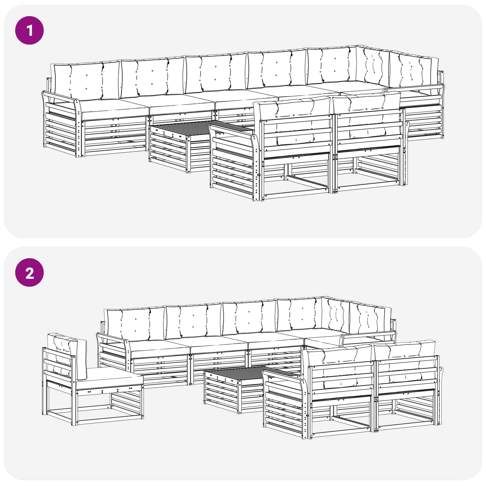 Set vanjskih sofa 9 kom. Bijela i bež Poliester