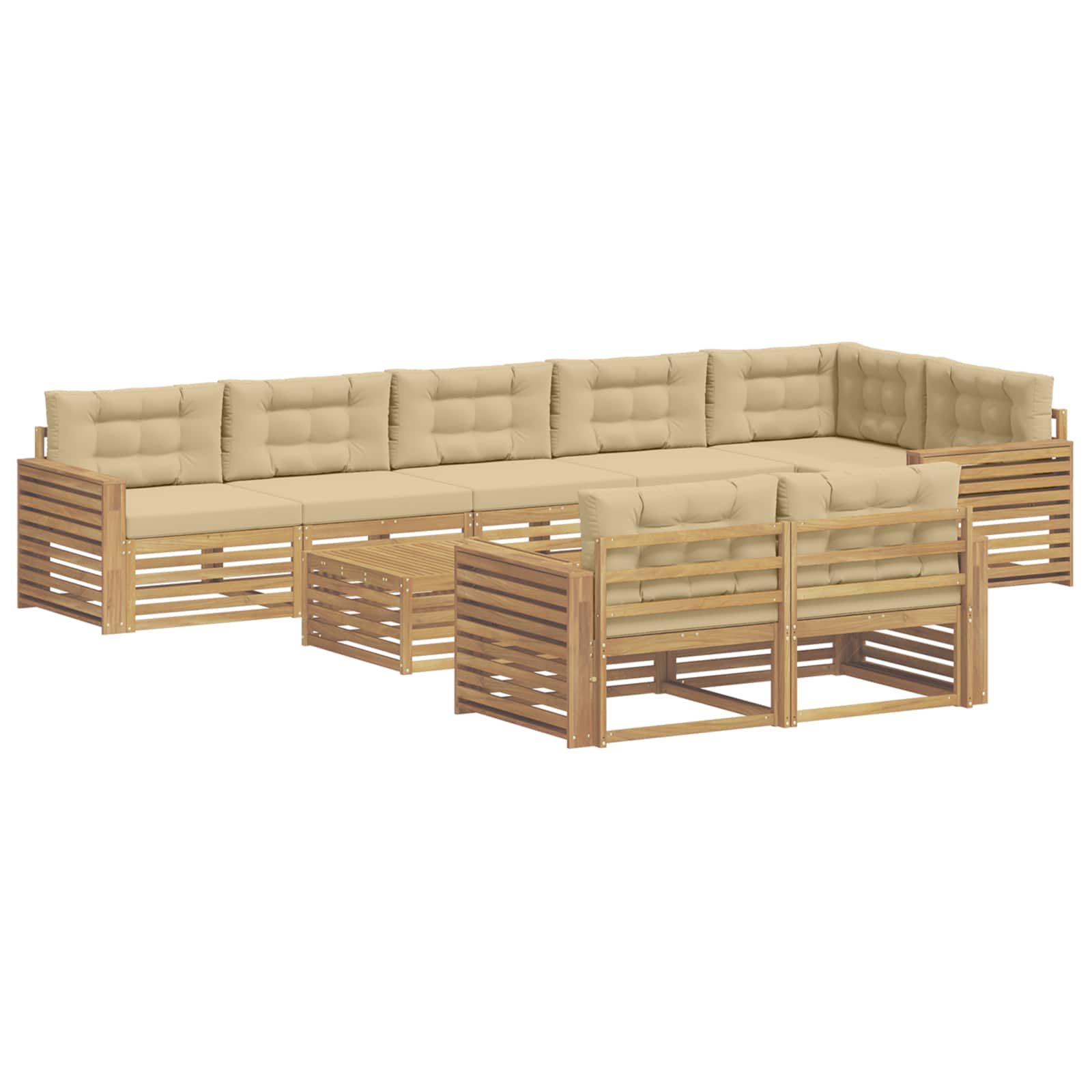 Set vanjskih sofa 9 kom. Bijela i bež Poliester