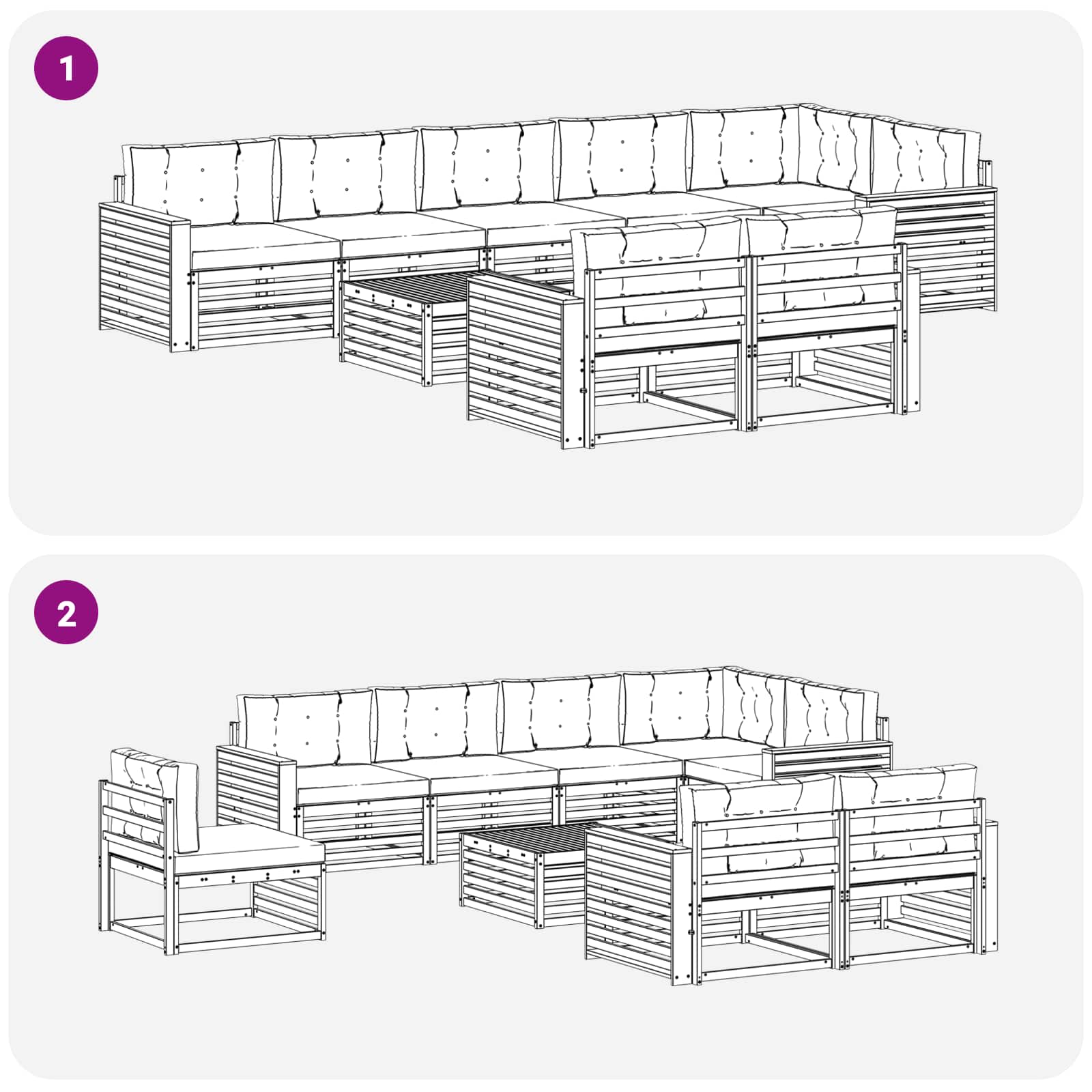 Set vanjskih sofa 9 kom. Bijela i bež Poliester