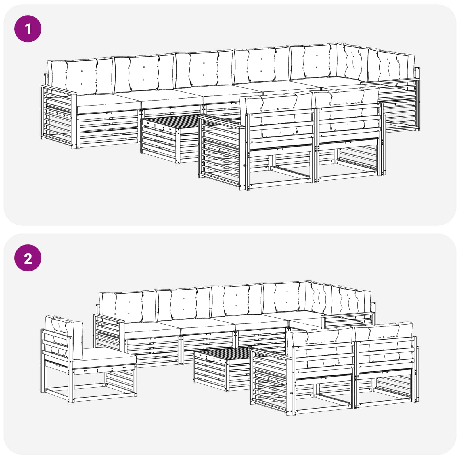 Set vanjskih sofa s jastukom 9 pcs Bijela i bež Poliester