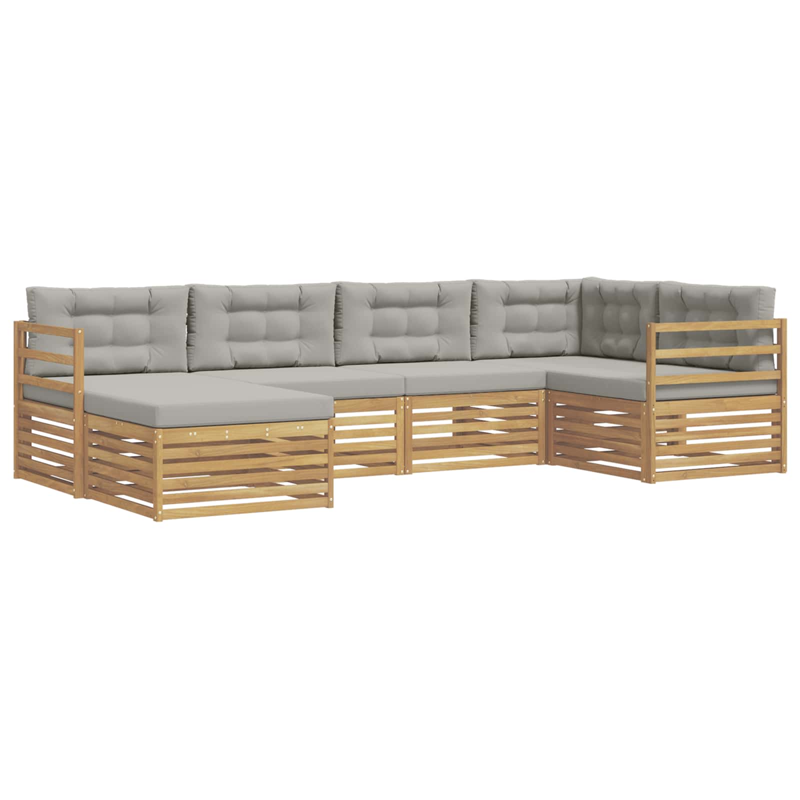 Set vanjskih sofa 6 pcs Bijela i svjetlosiva Poliester