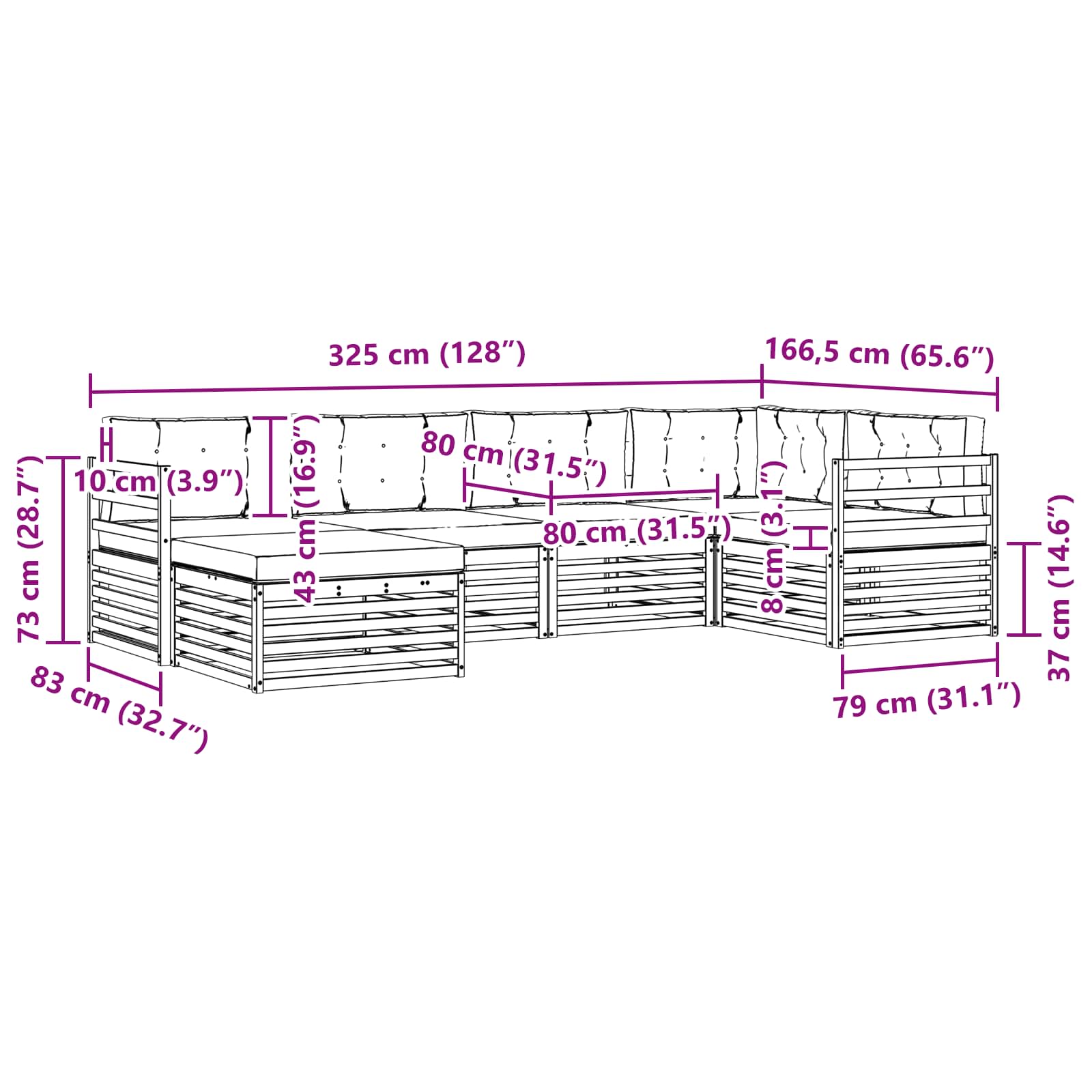 Set vanjskih sofa 6 pcs Bijela i svjetlosiva Poliester