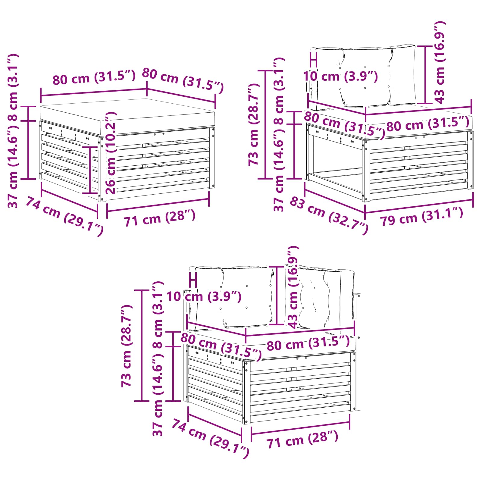 Set vanjskih sofa 6 pcs Bijela i svjetlosiva Poliester