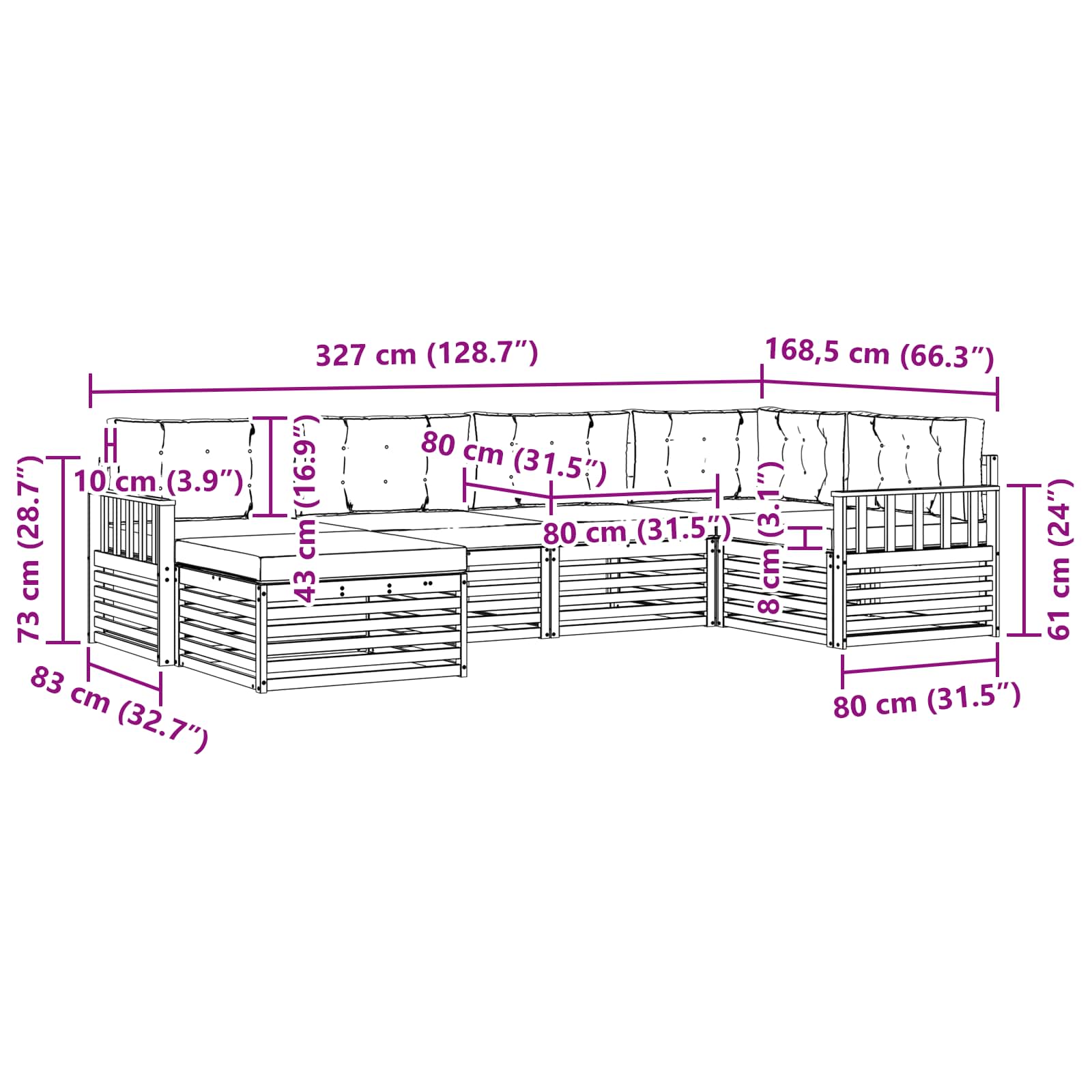 Set vanjskih sofa 6 pcs Bijela i svjetlosiva Poliester