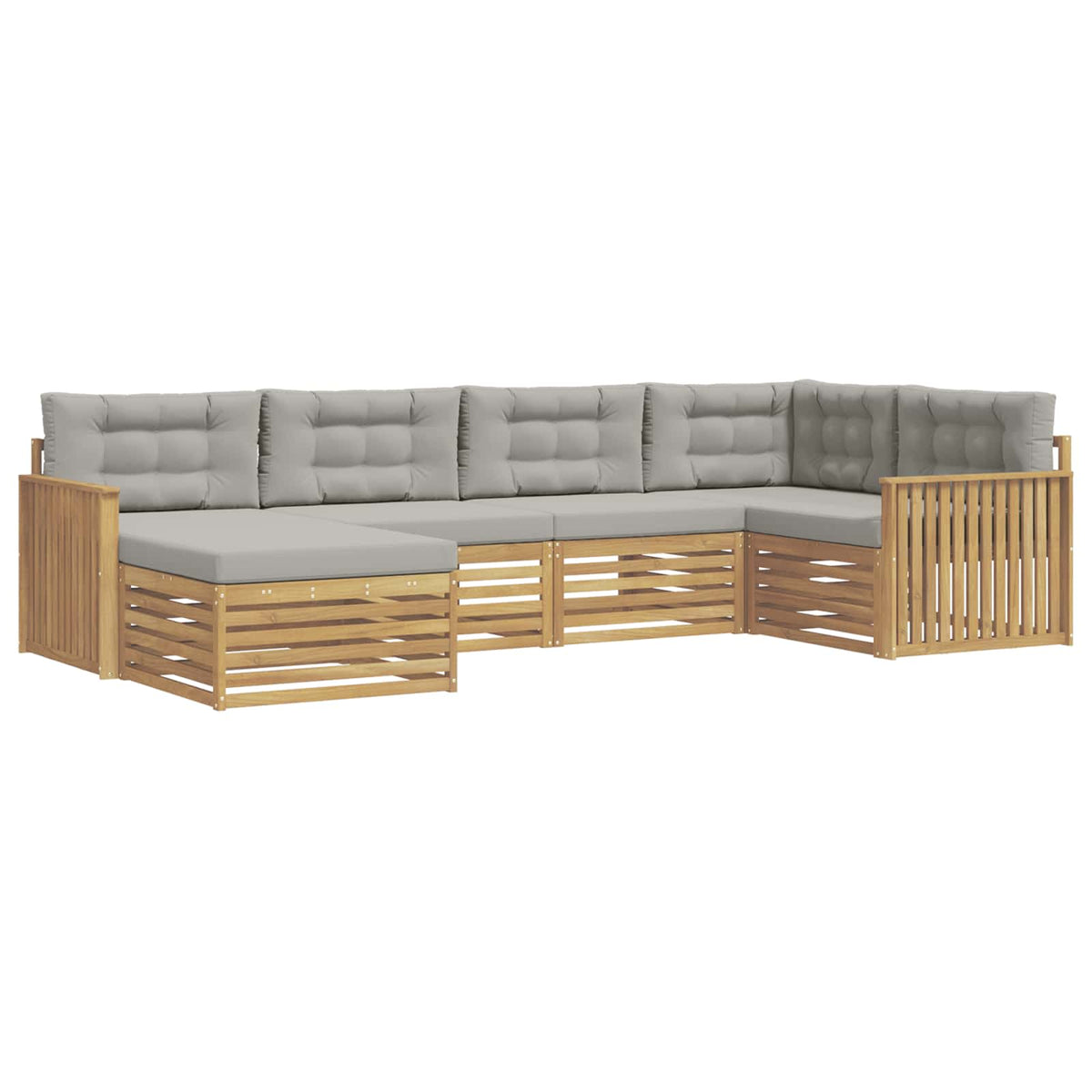 Set vanjskih sofa 6 kom. Bijela i svjetlosiva Poliester