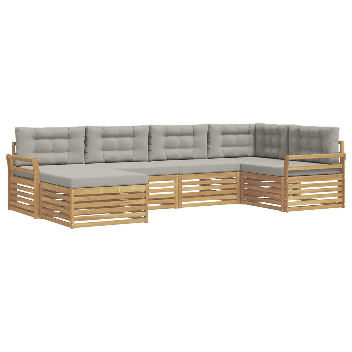 Set vanjskih sofa 6 kom. Bijela i svjetlosiva Poliester