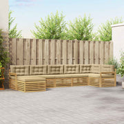 Set vanjskih sofa 7 kom. Bijela i bež Smeđa 406 x 168,5 x 73 cm
