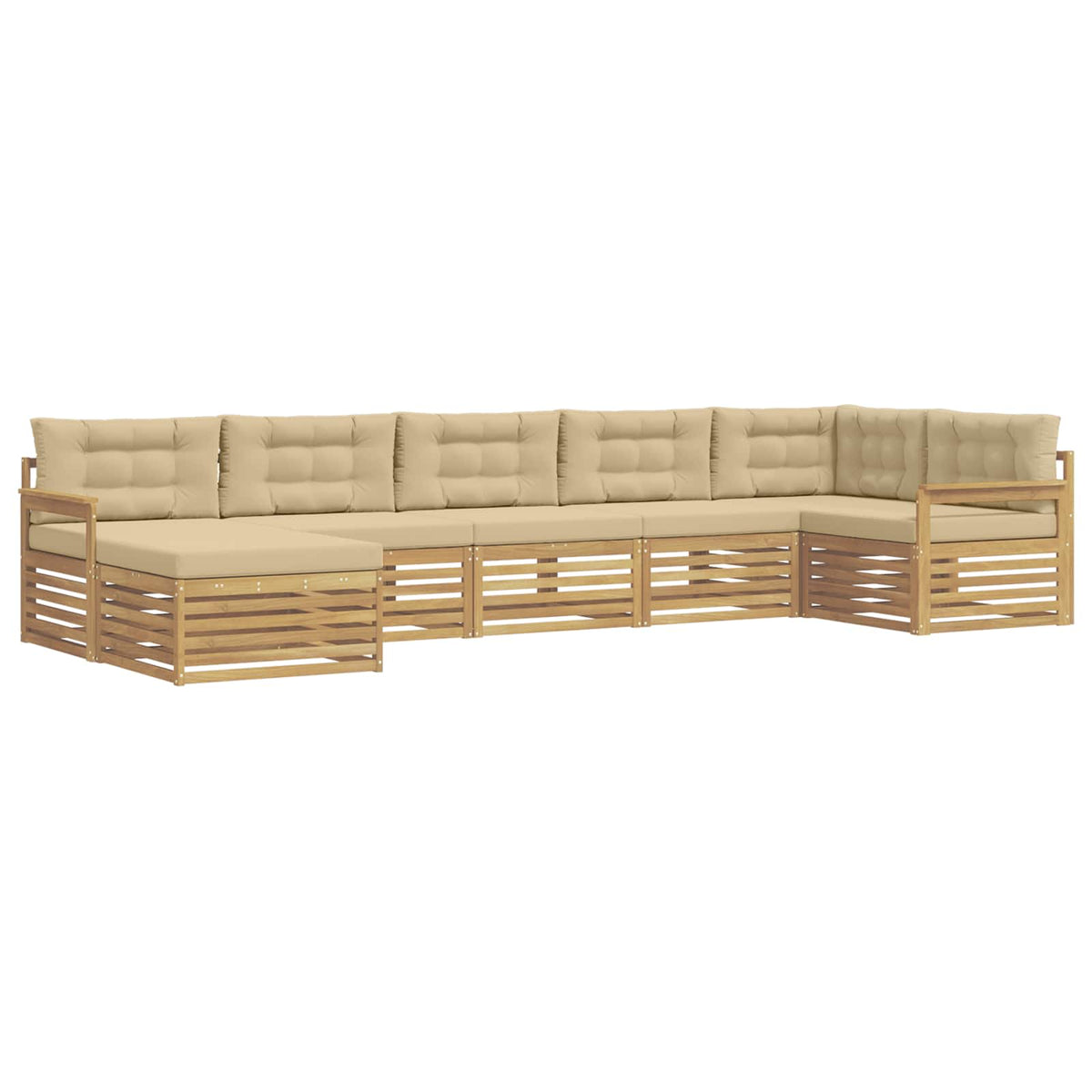 Set vanjskih sofa 7 kom. Bijela i bež Smeđa 406 x 168,5 x 73 cm