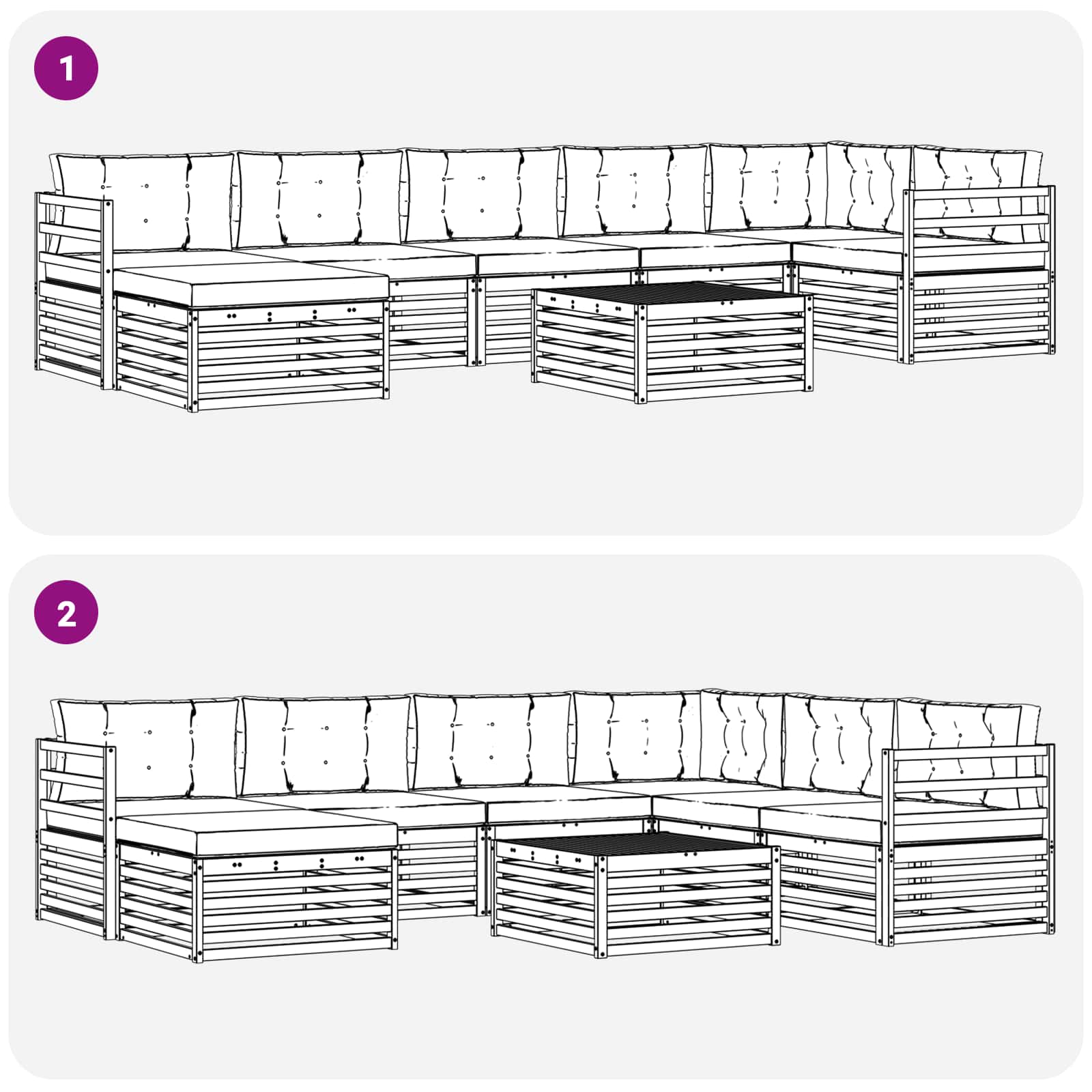 Set vanjskih sofa s jastukom 8 pcs Bijela i krem Poliester