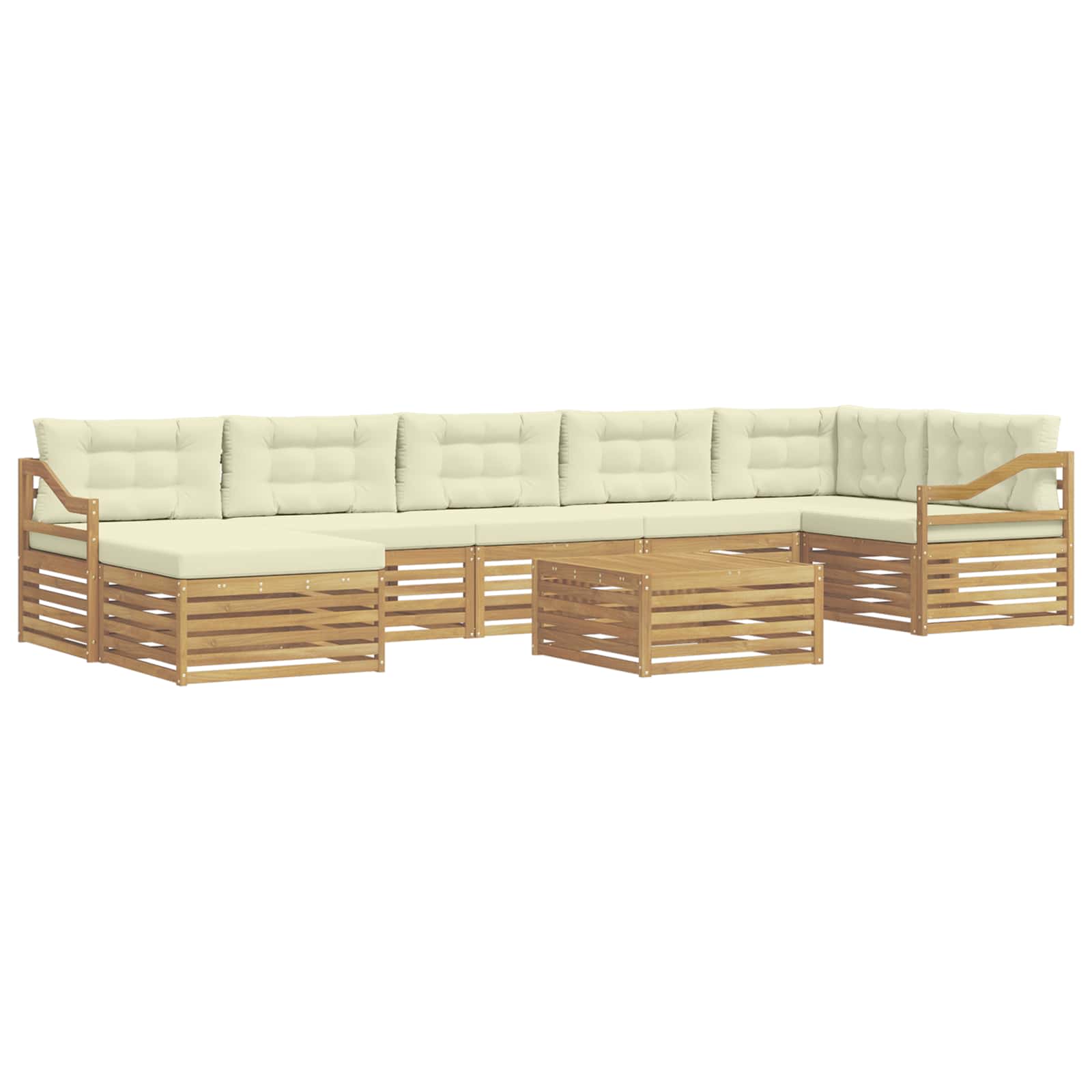 Set vanjskih sofa s jastukom 8 pcs Bijela i krem Poliester