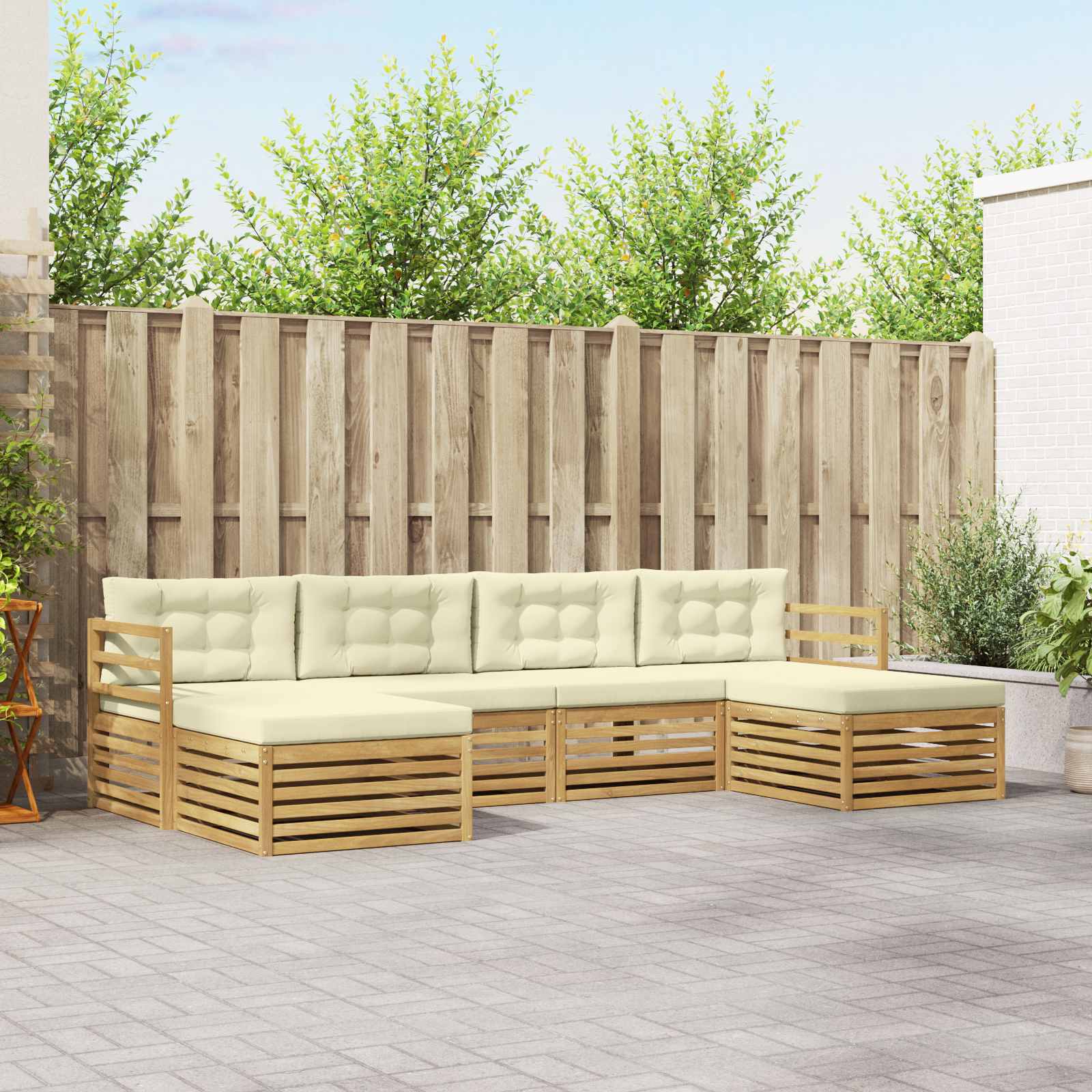 Set vanjskih sofa 6 pcs Bijela i krem 325 x 162,5 x 73 cm