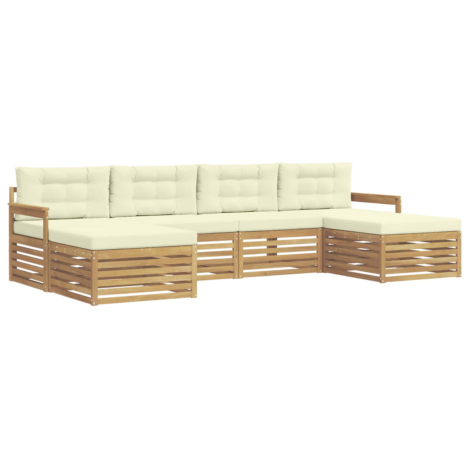 Set vanjskih sofa 6 kom. Bijela i krem Čvrsto drvo akacije