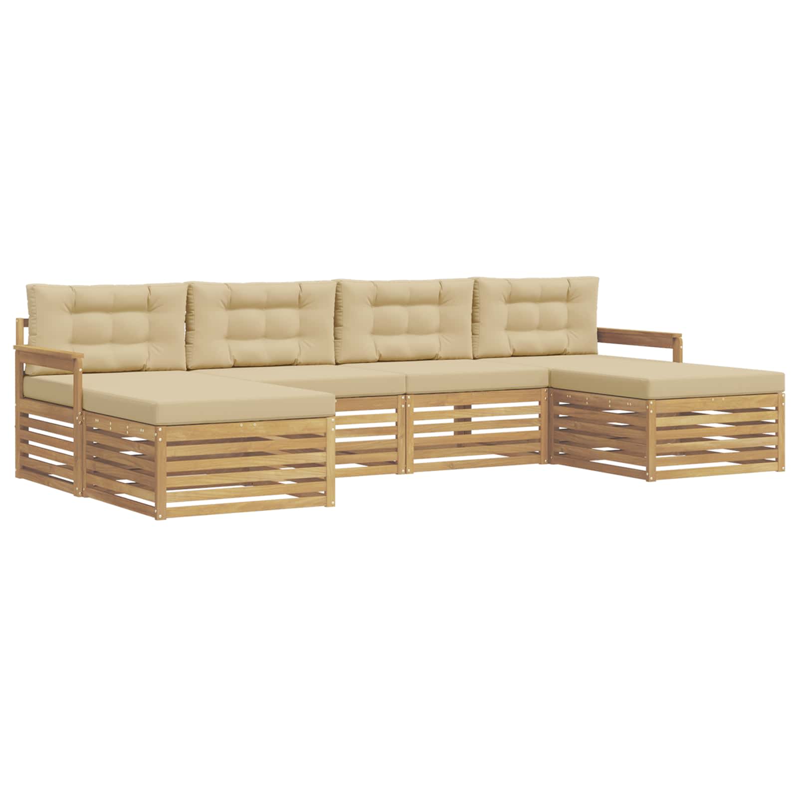 Setovi sofa s jastukom 6 pcs Bijela i bež Čvrsto drvo akacije