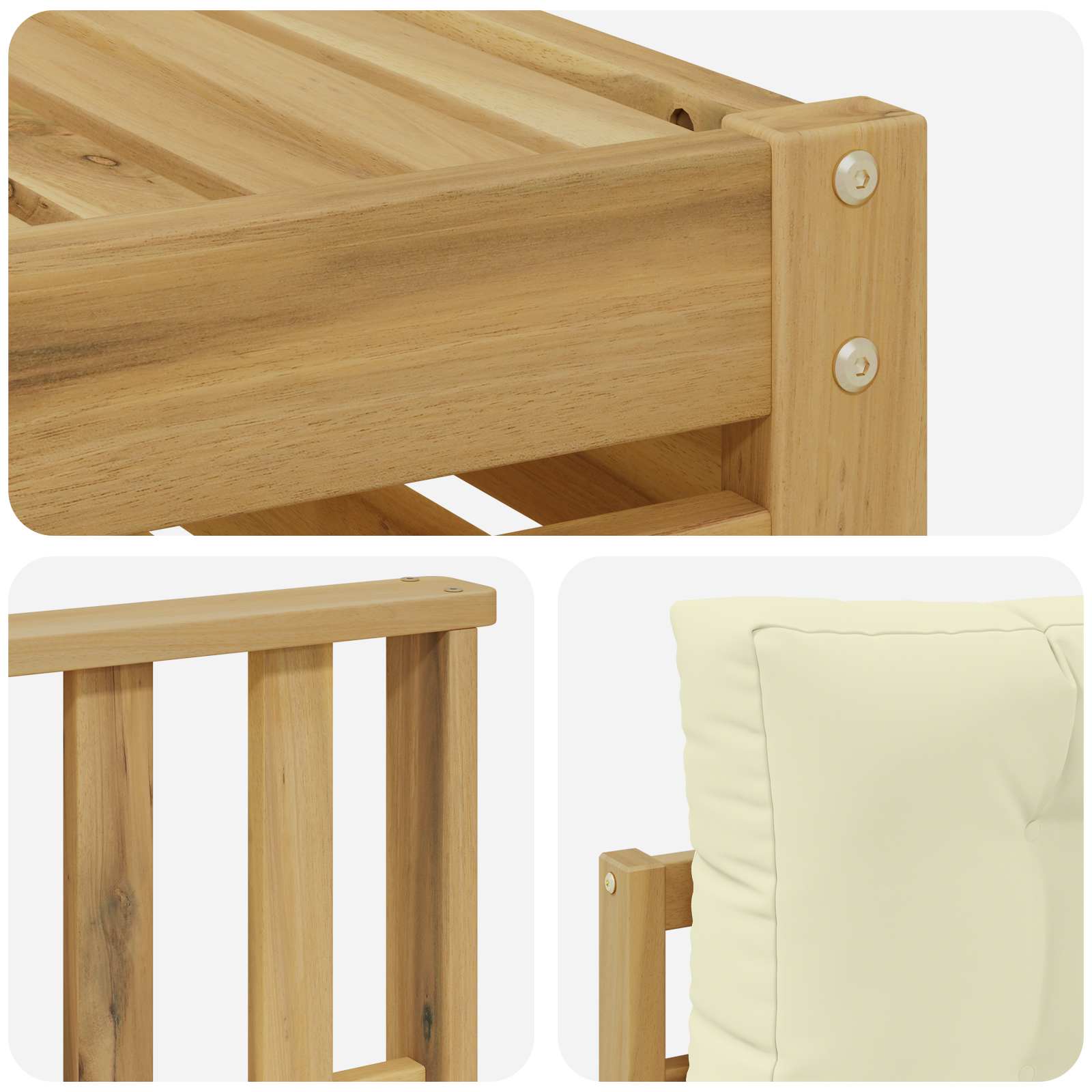 Setovi sofa s jastukom 6 pcs Bijela i krem Čvrsto drvo akacije