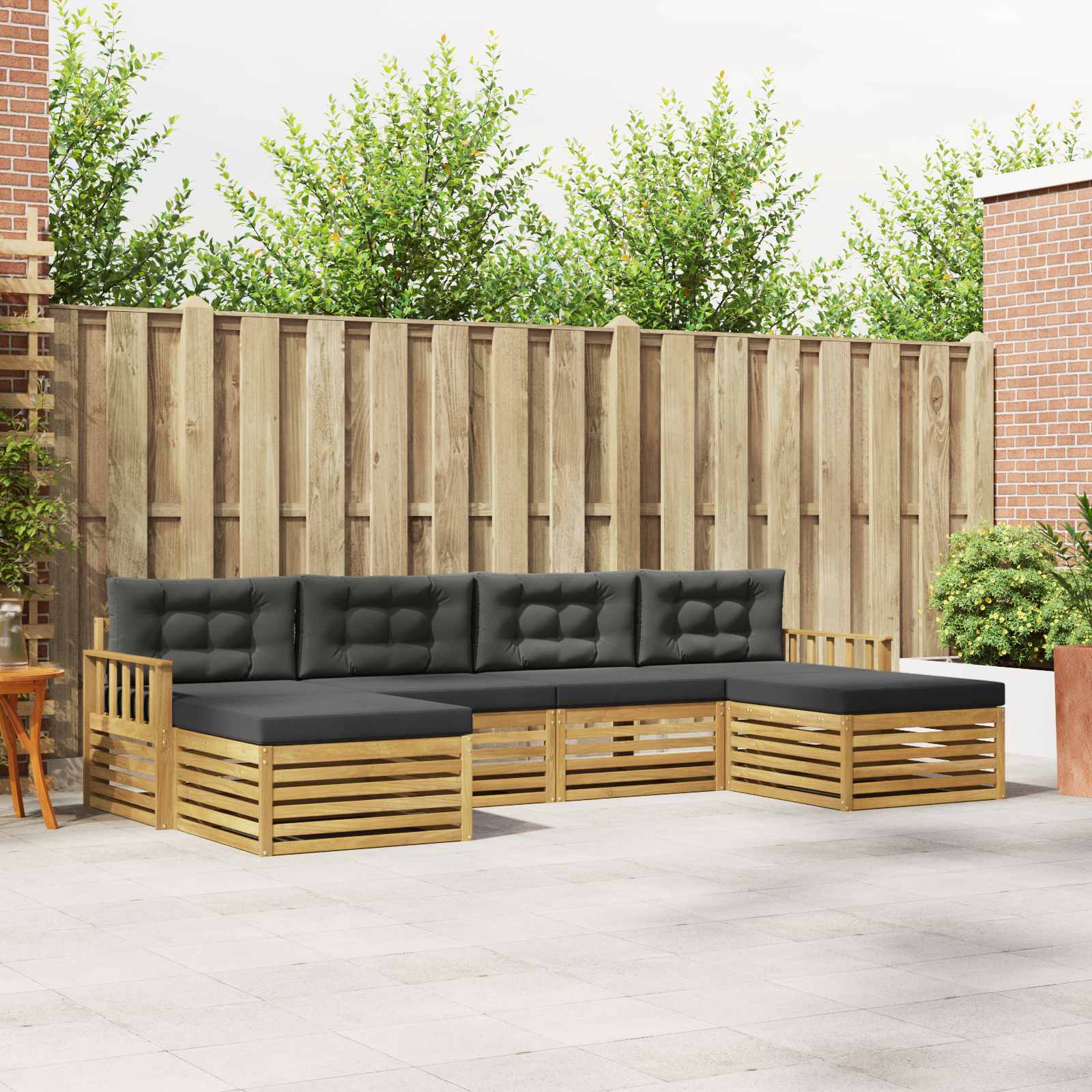 Setovi sofa 6 pcs Bijela i antracit Čvrsto drvo akacije