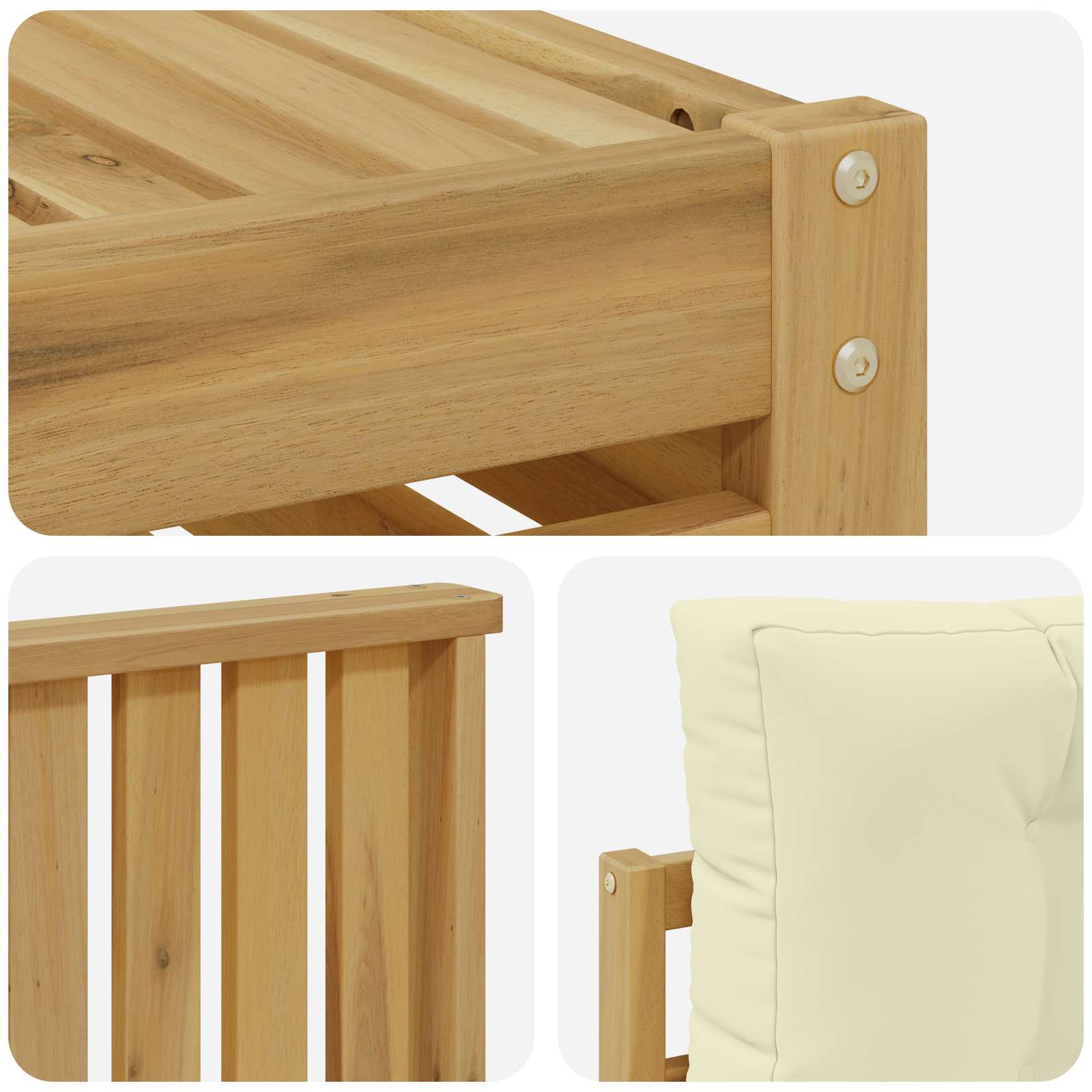 Set vanjskih sofa 6 kom. Bijela i krem Čvrsto drvo akacije
