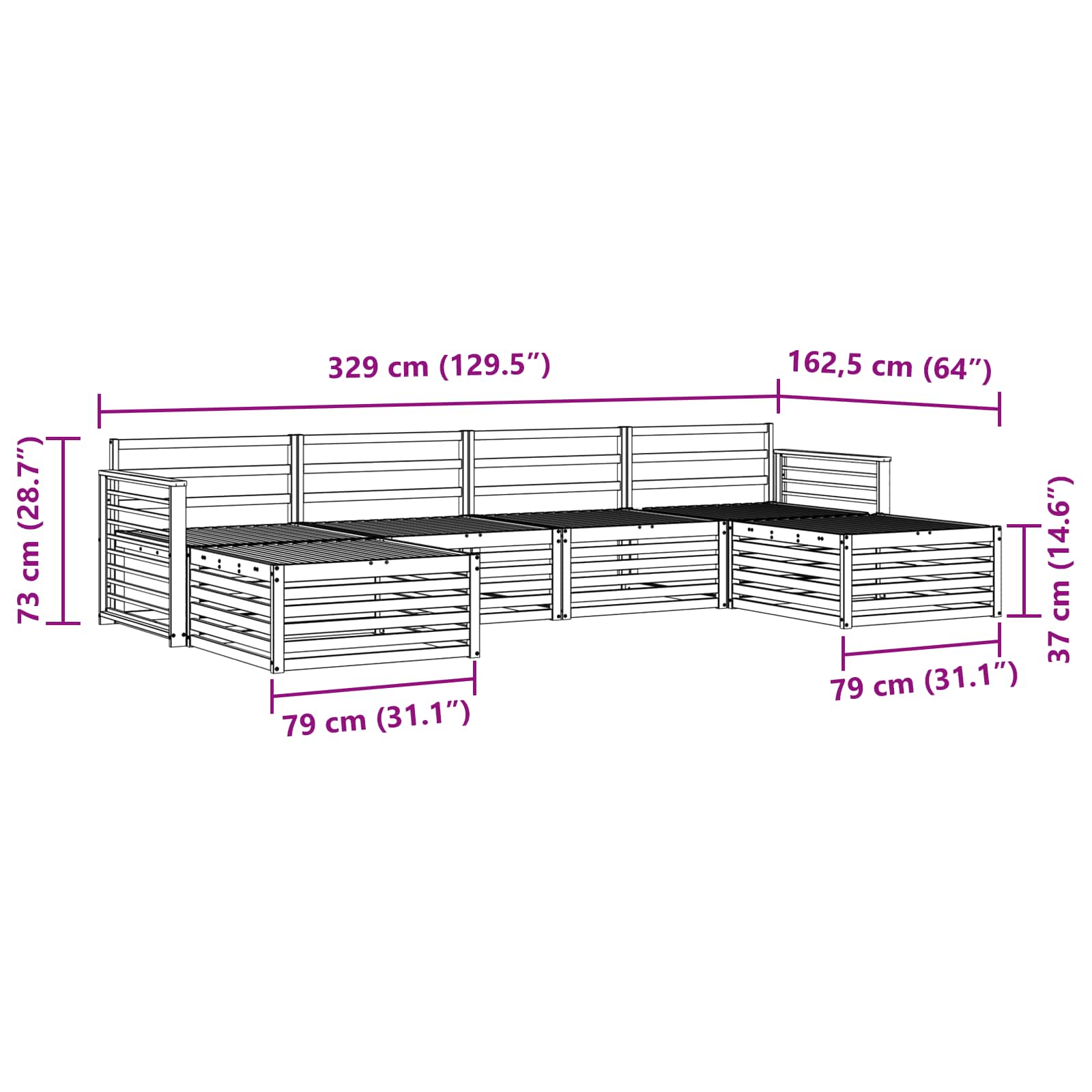 Setovi sofa 6 pcs Bijela Čvrsto drvo akacije