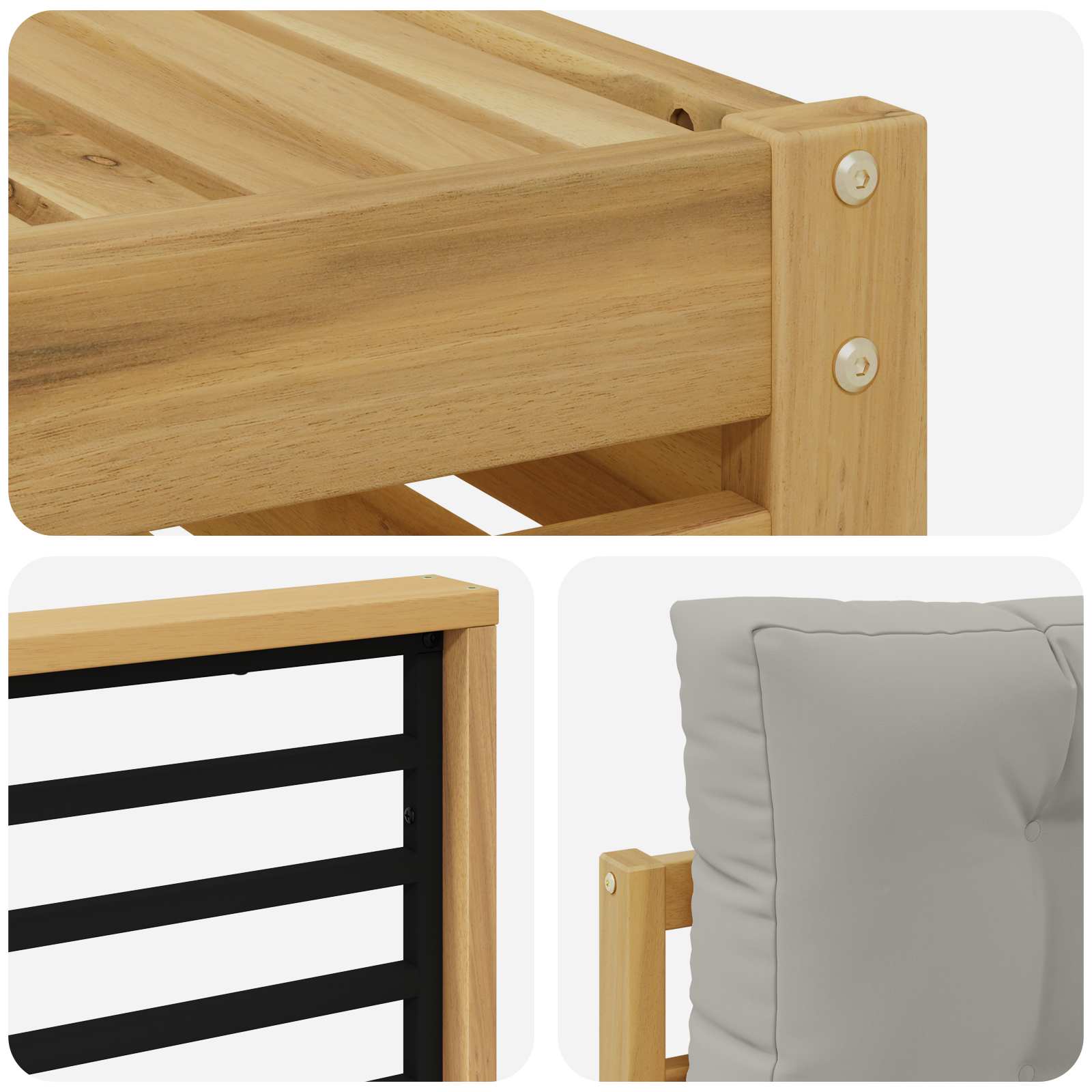 Setovi sofa 6 pcs Bijela i svjetlosiva Čvrsto drvo akacije