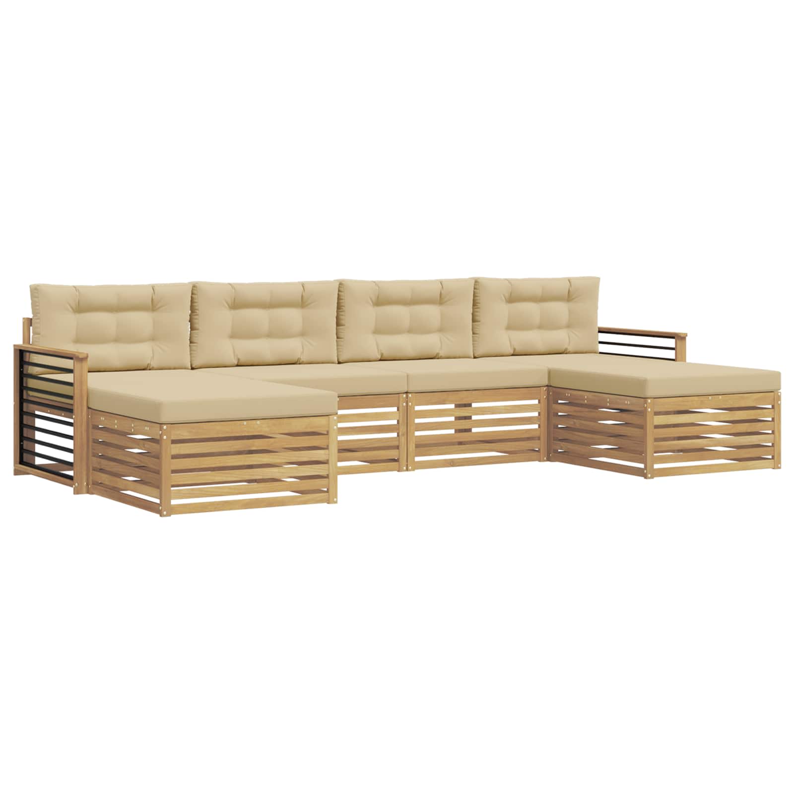 Setovi sofa s jastukom 6 pcs Bijela i bež Čvrsto drvo akacije