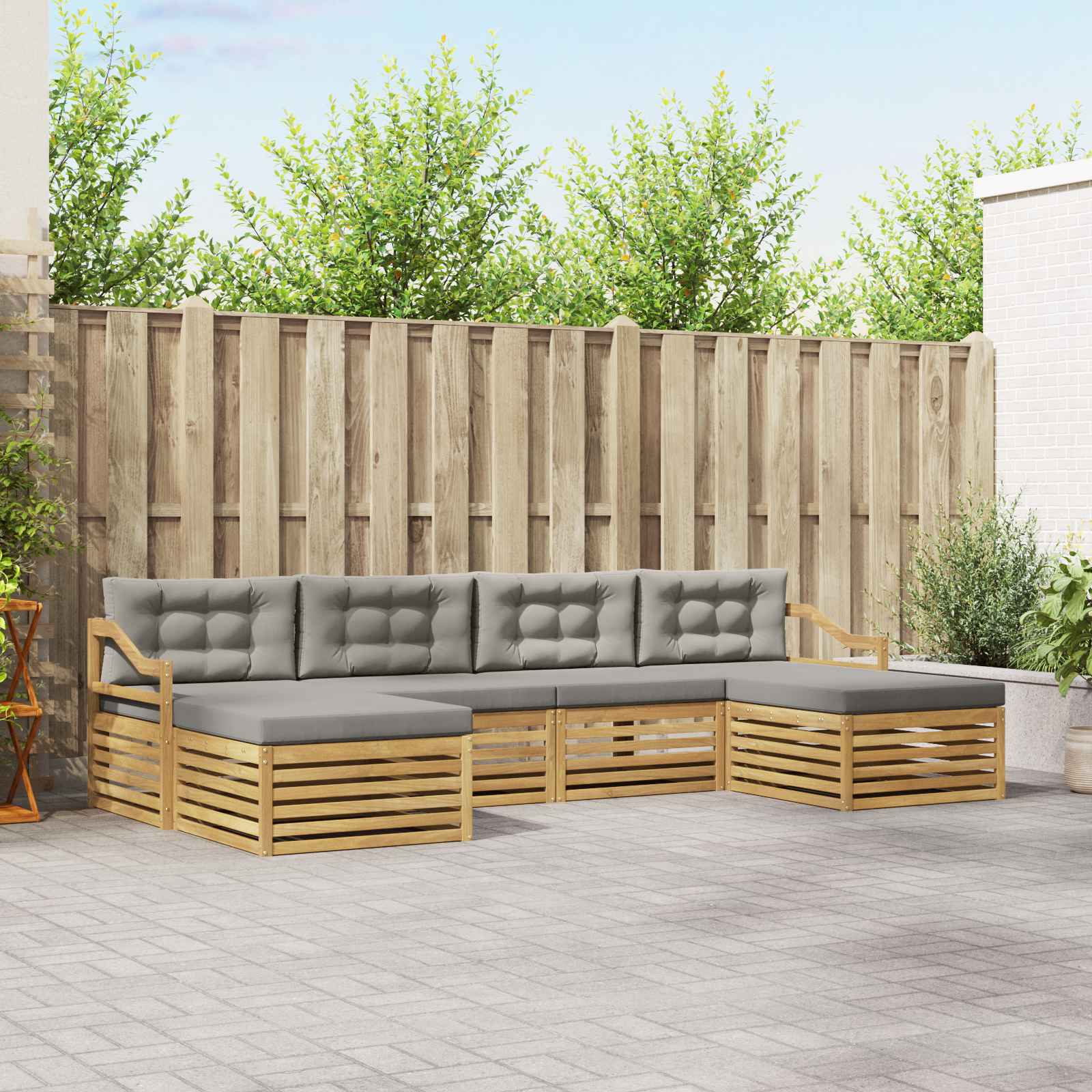 Set vanjskih sofa 6 pcs Bijela i svjetlosiva