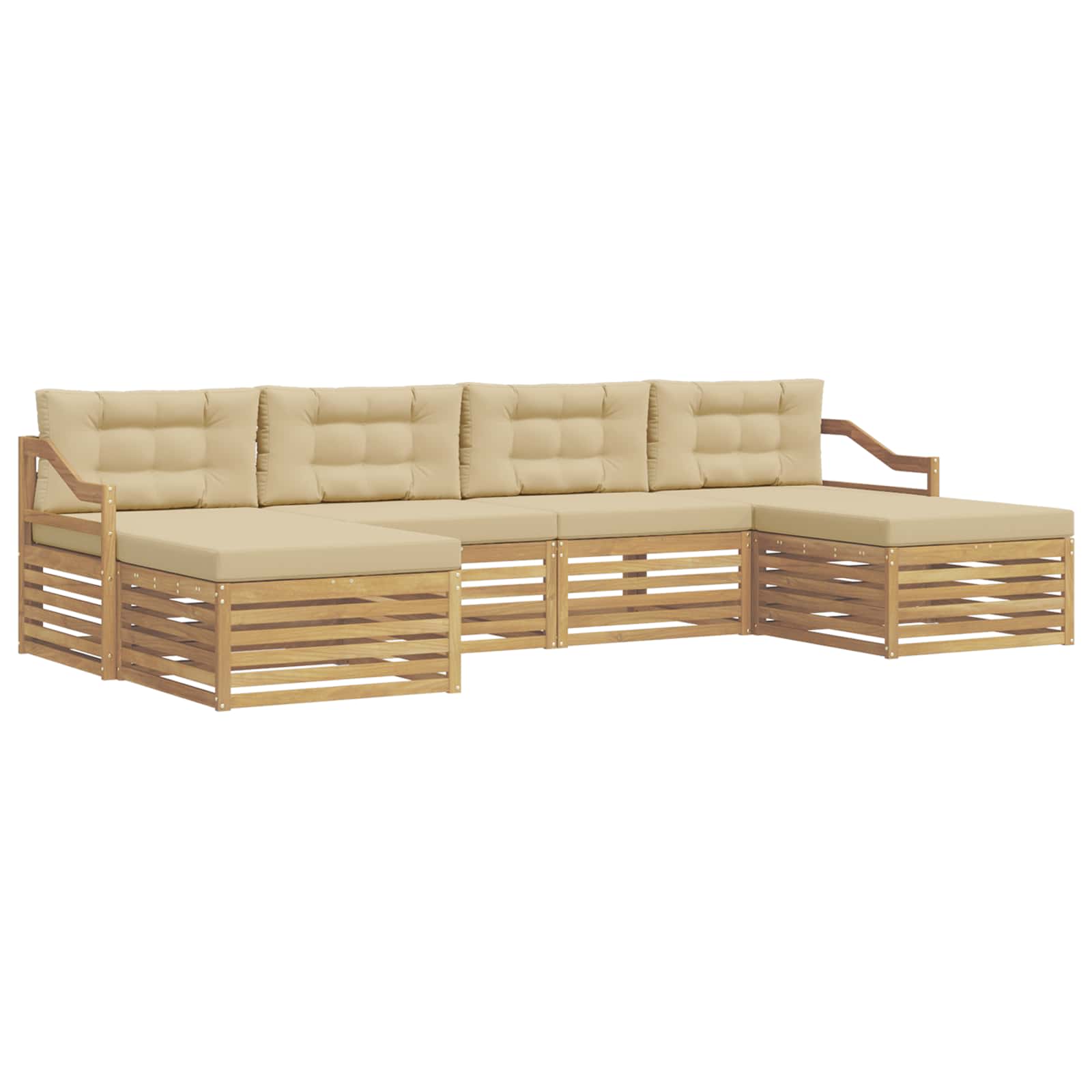 Set vanjskih sofa 6 pcs Bijela i bež 325 x 162,5 x 73 cm