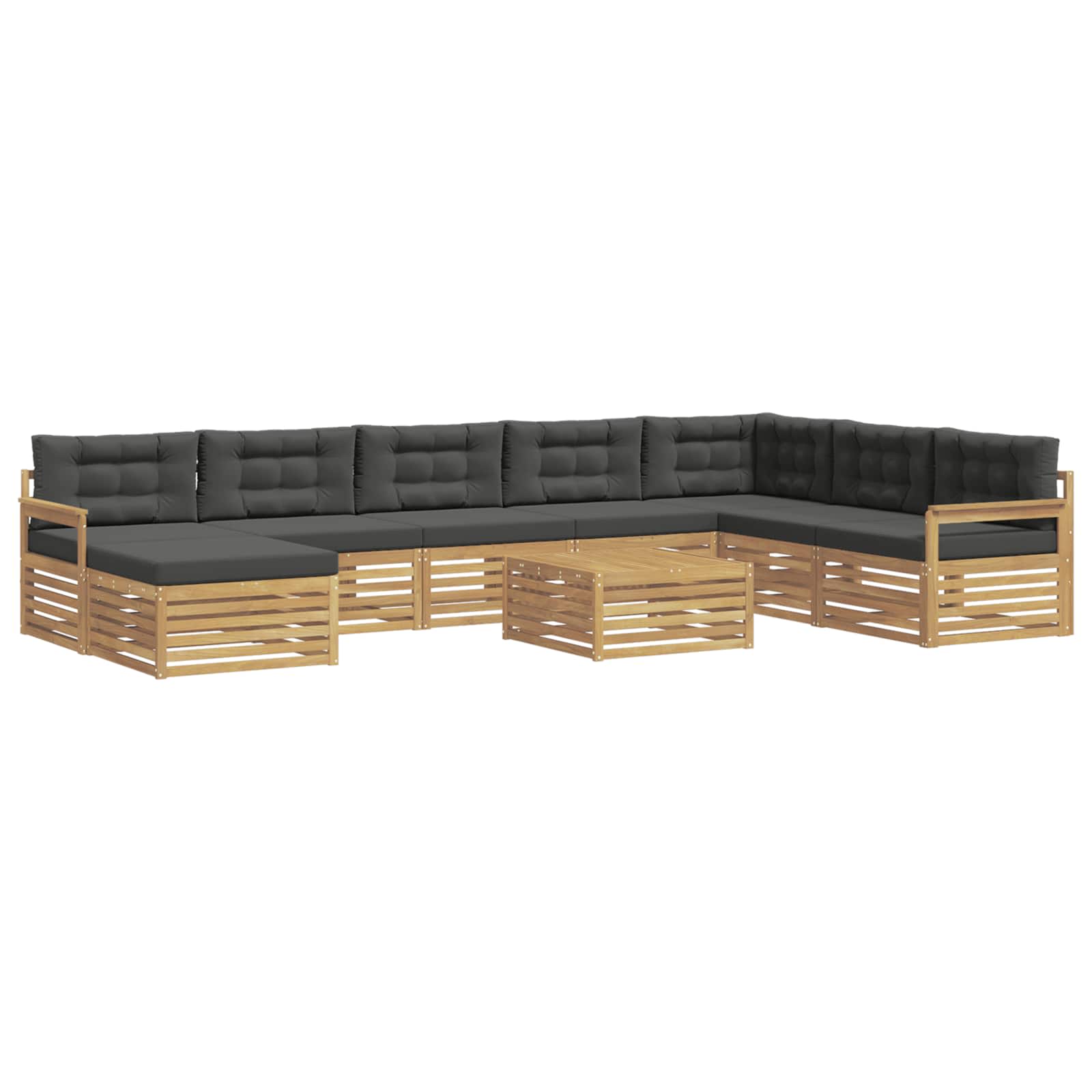 Set vanjskih sofa 9 pcs Bijela i antracit Čvrsto drvo akacije