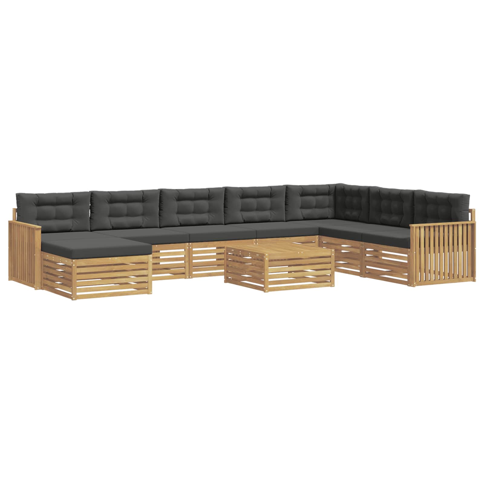 Set vanjskih sofa 9 kom. Bijela i antracit Čvrsto drvo akacije