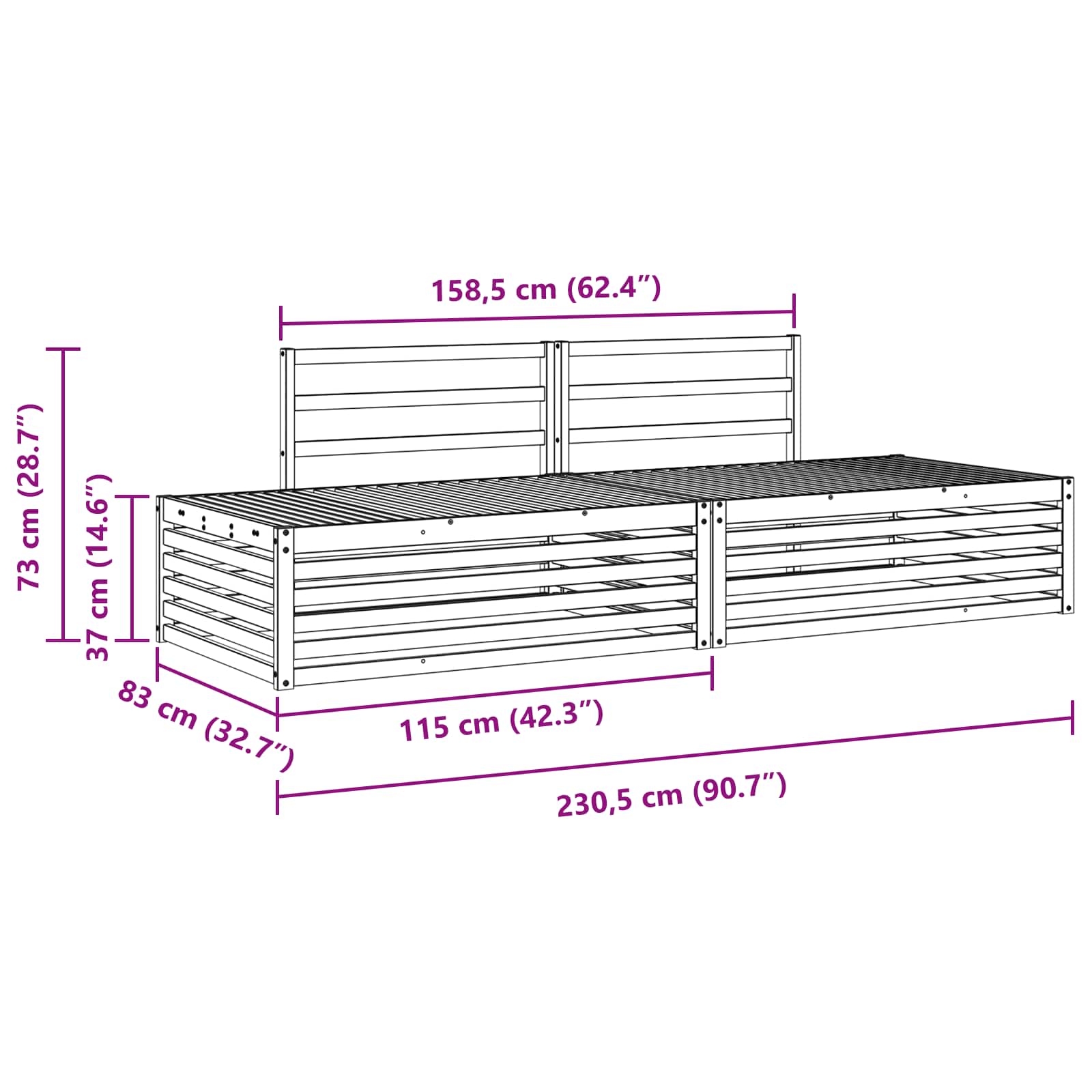Set vanjskih sofa 3 Komad