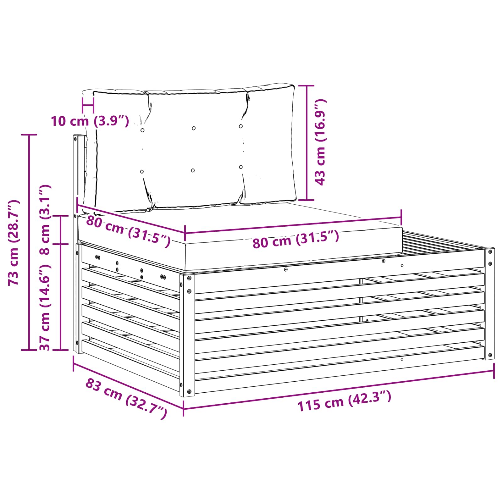 2 pcs Set vanjskih sofa Bijela