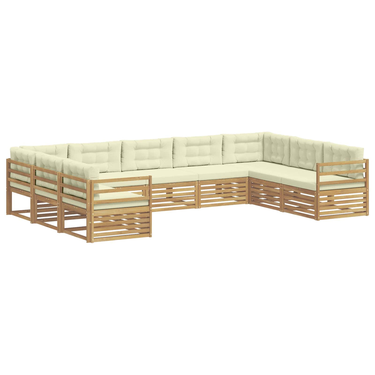 Set vanjskih sofa 9 kom. Bijela i krem Čvrsto drvo akacije