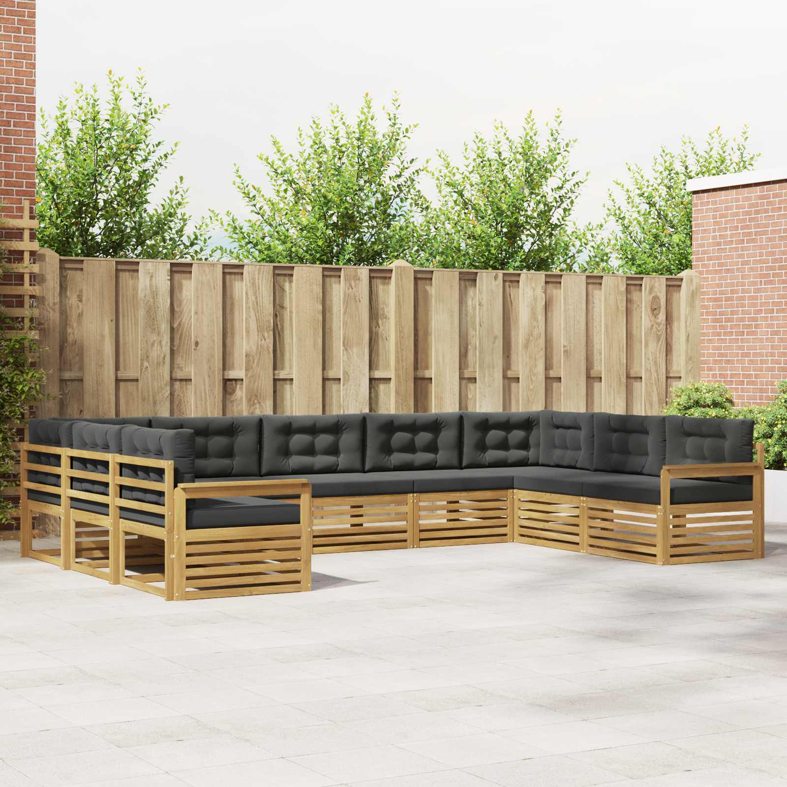 Set vanjskih sofa 9 pcs Bijela i antracit Čvrsto drvo akacije