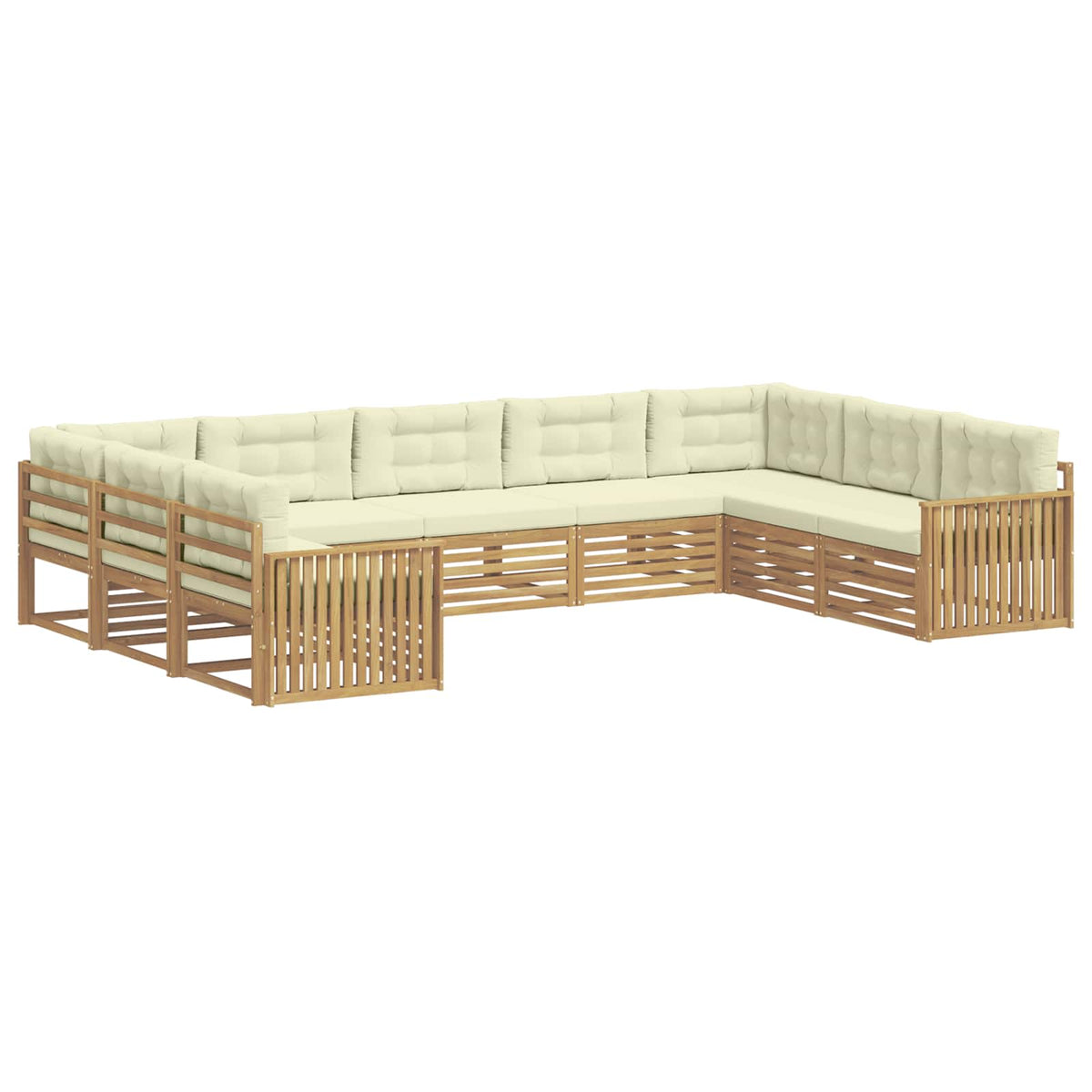 Set vanjskih sofa 9 kom. Bijela i krem Čvrsto drvo akacije