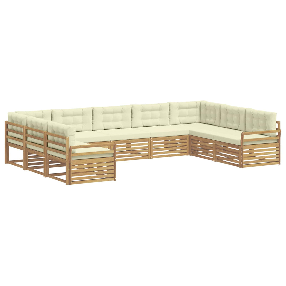 Set vanjskih sofa 9 kom. Bijela i krem Čvrsto drvo akacije