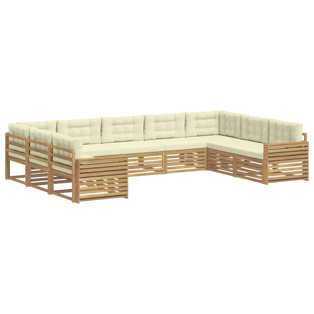 Set vanjskih sofa 9 kom. Bijela i krem Čvrsto drvo akacije