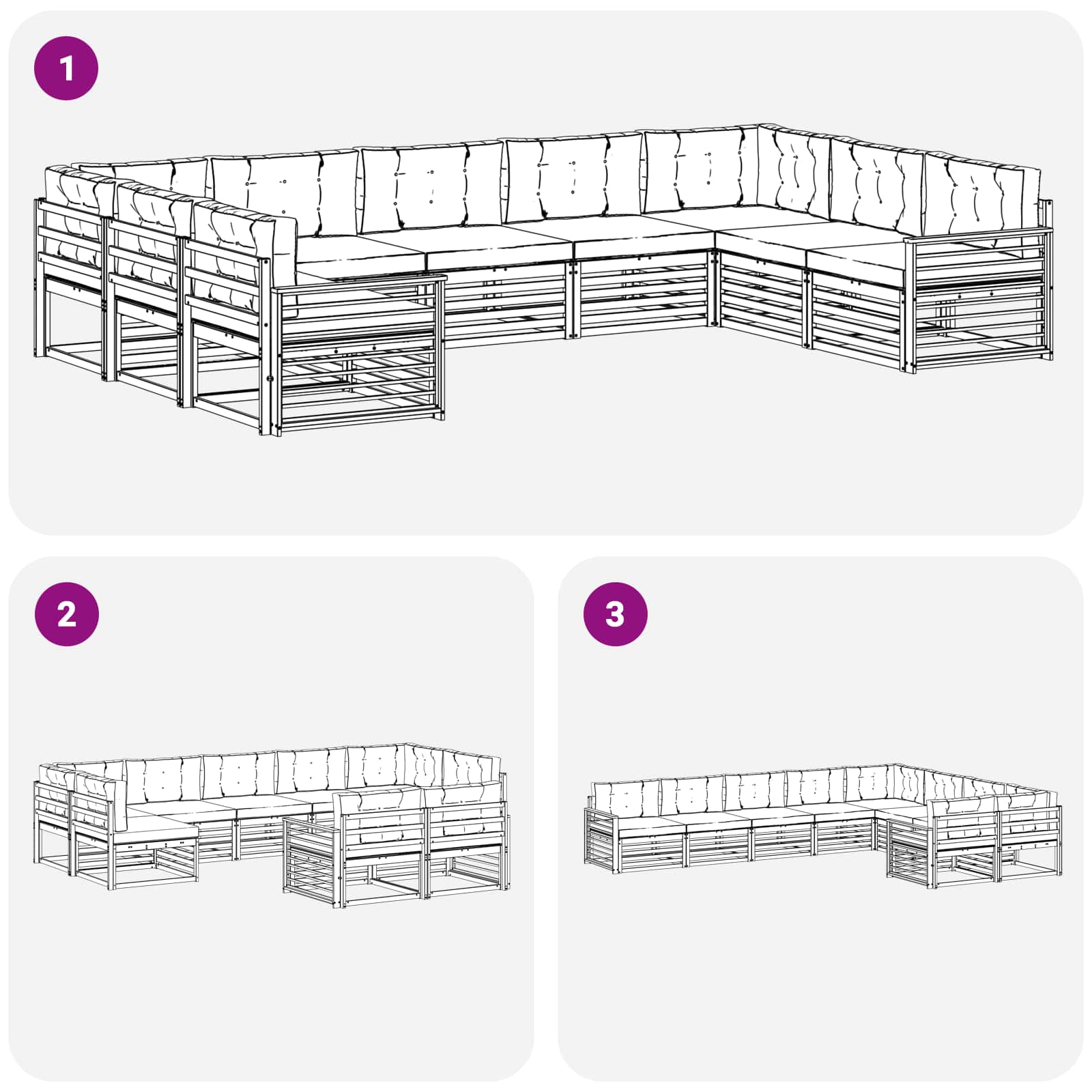 Set vanjskih sofa 9 pcs Bijela i antracit Čvrsto drvo akacije