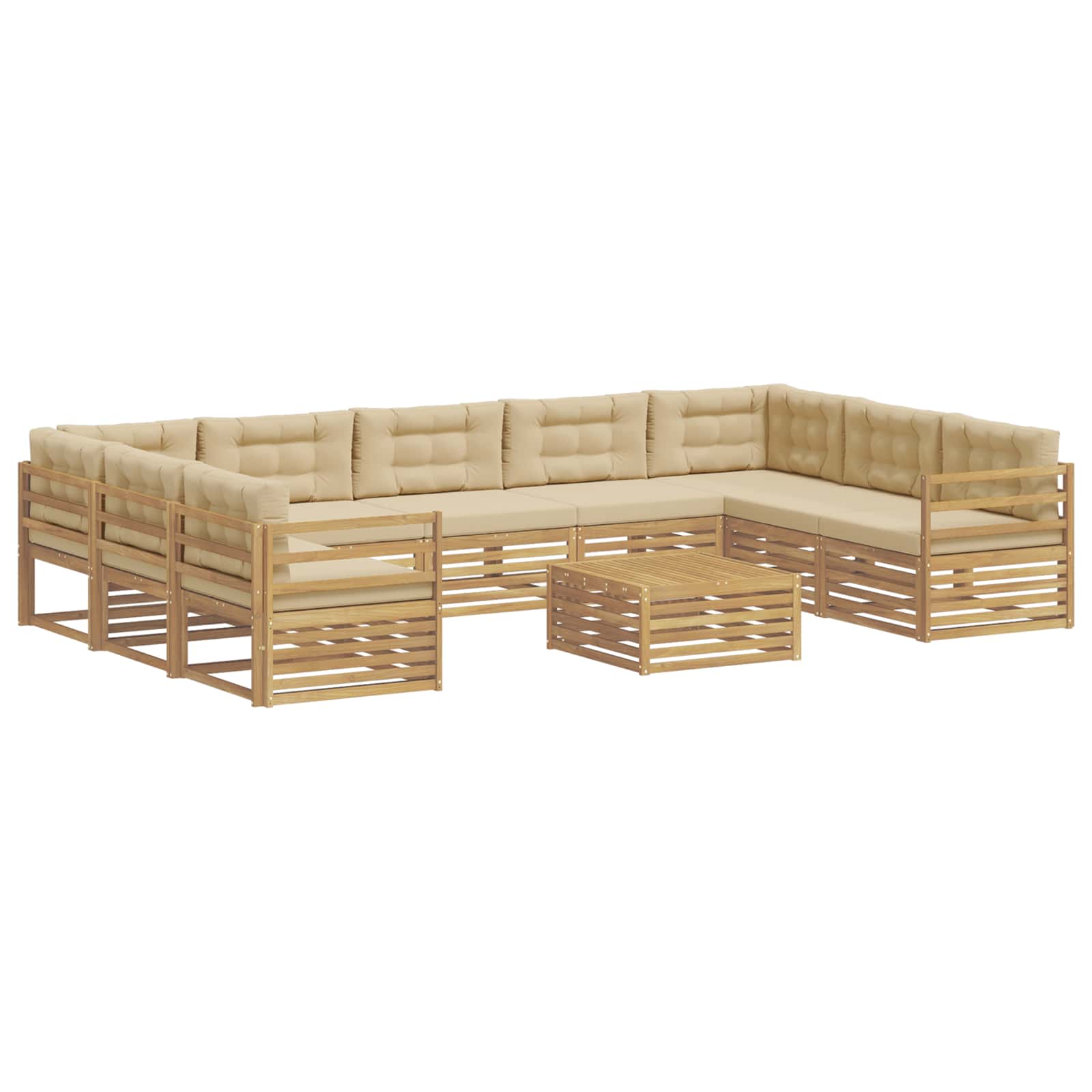 Set vanjskih sofa 10 kom. Bijela i bež Poliester