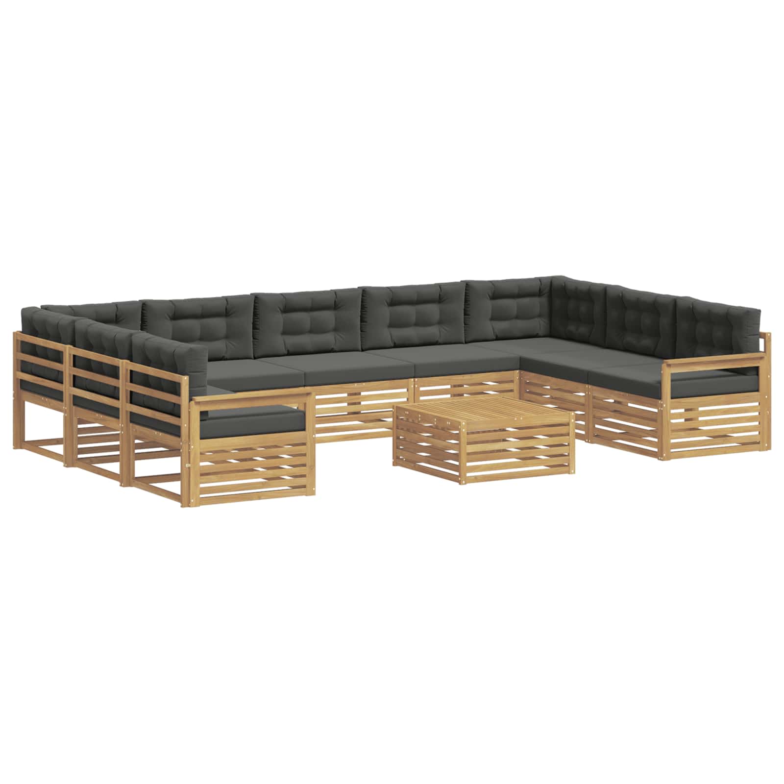 Set vanjskih sofa 10 pcs Bijela i antracit Čvrsto drvo akacije