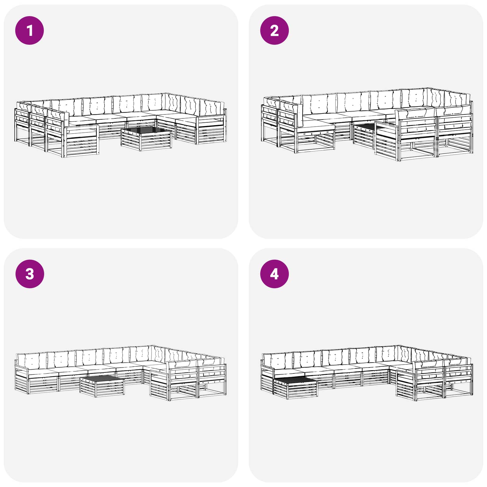 Set vanjskih sofa 10 kom. Bijela i antracit Čvrsto drvo akacije