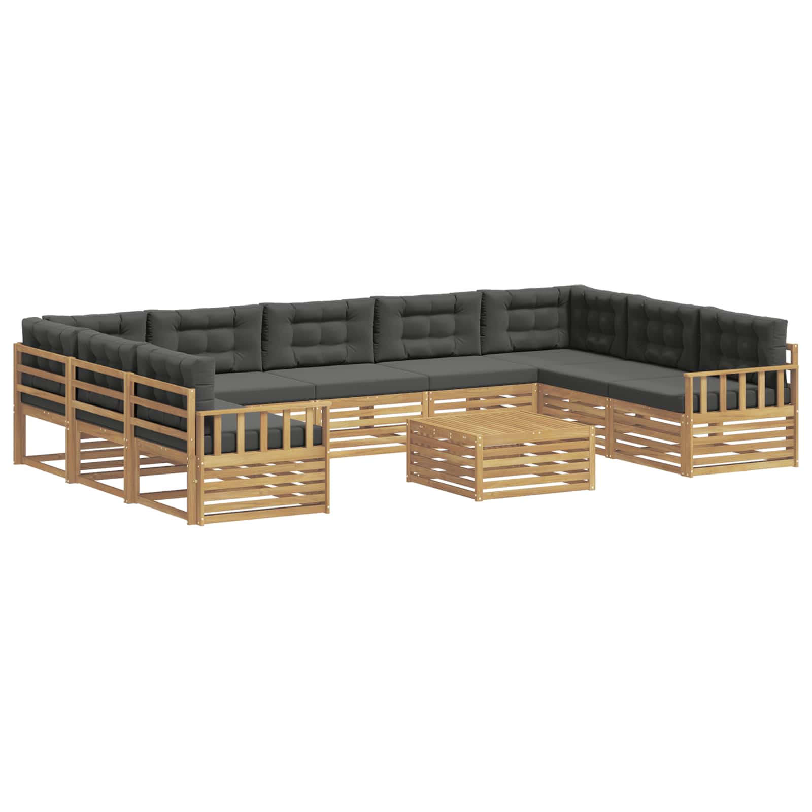 Set vanjskih sofa 10 pcs Bijela i antracit Čvrsto drvo akacije