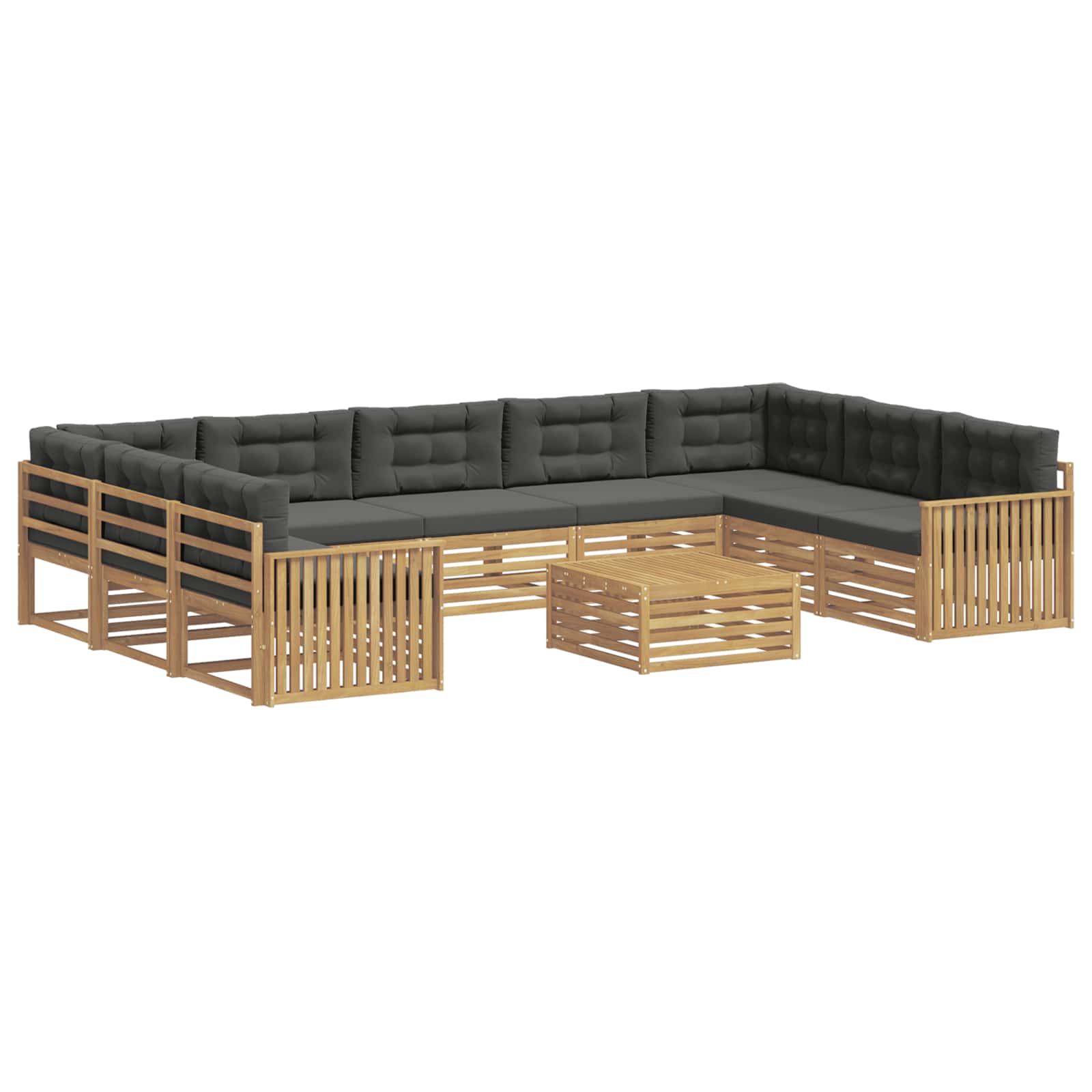 Set vanjskih sofa 10 kom. Bijela i antracit Čvrsto drvo akacije