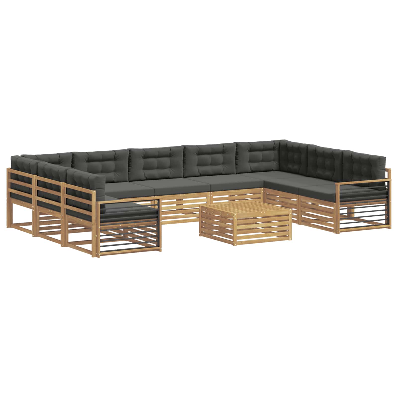 Set vanjskih sofa 10 pcs Bijela i antracit Čvrsto drvo akacije