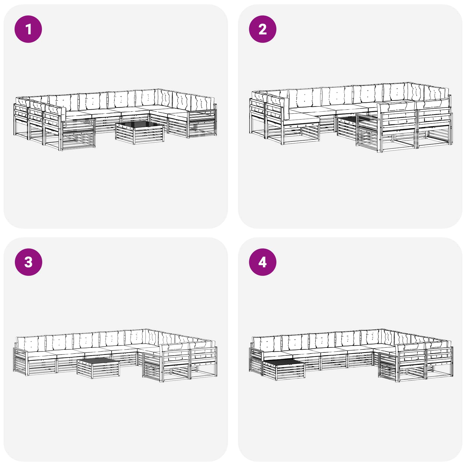 Set vanjskih sofa 10 pcs Bijela i bež Čvrsto drvo akacije