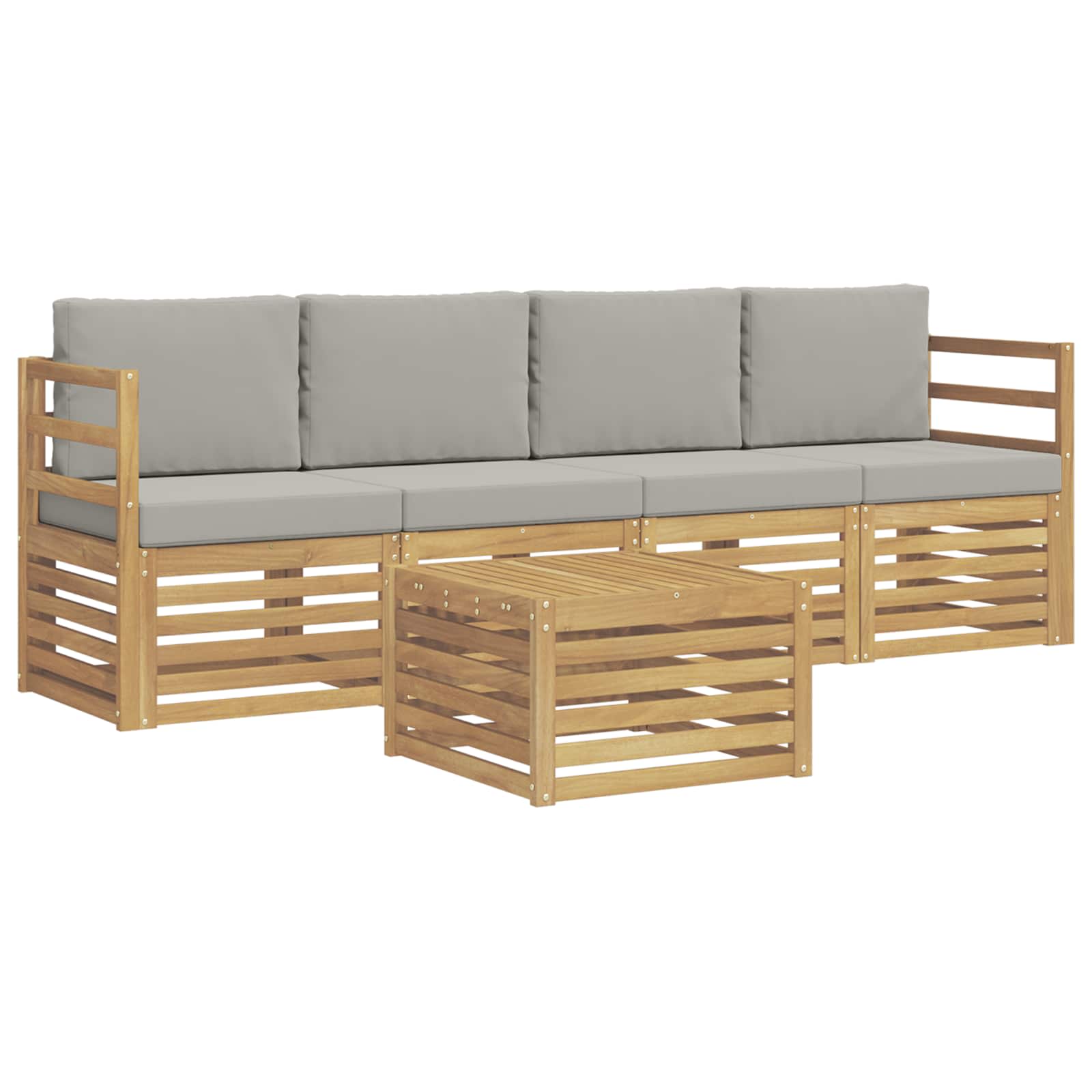 Set vanjskih sofa 5 pcs Bijela i svjetlosiva Poliester