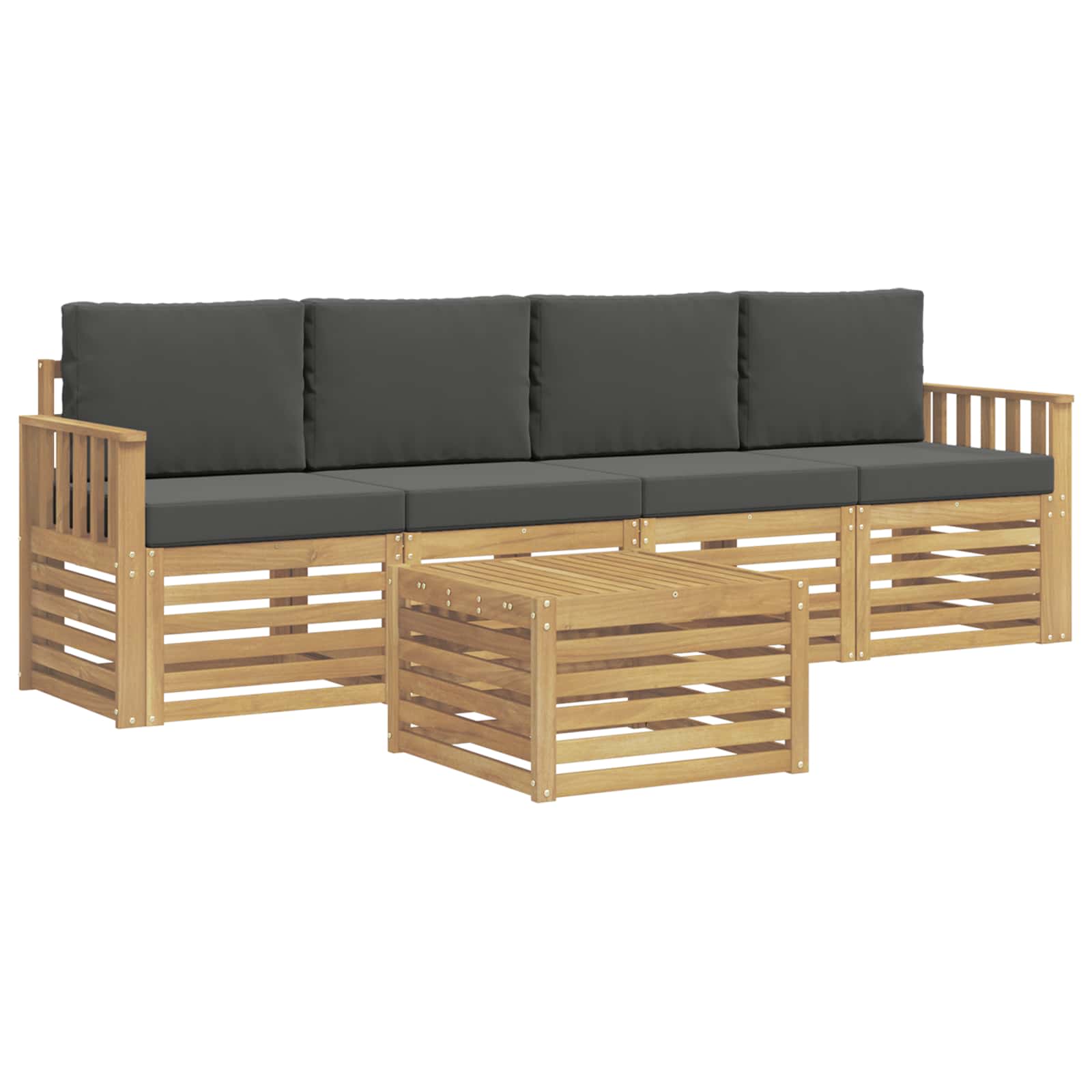 Set vanjskih sofa s jastukom 5 pcs Bijela i antracit Poliester