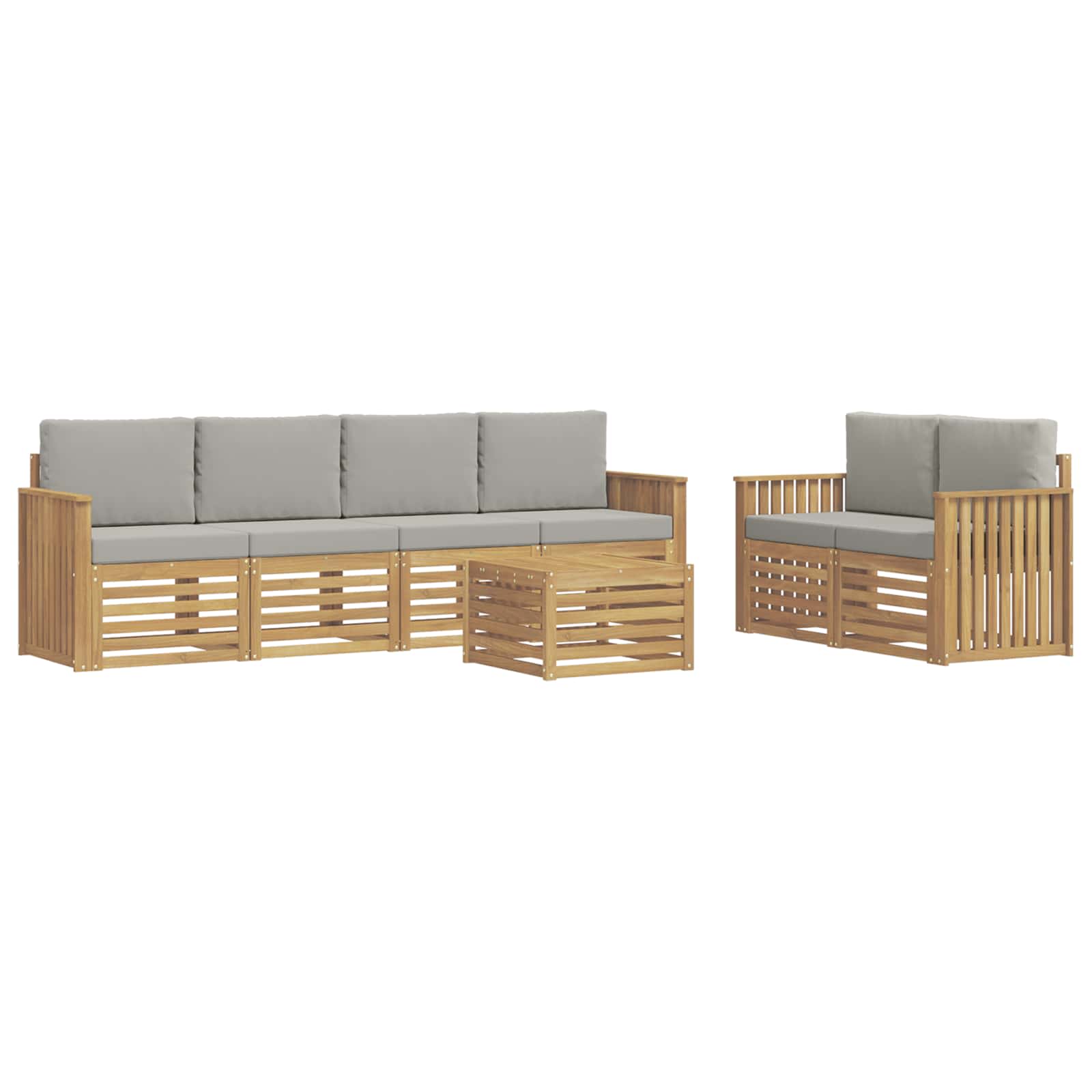 Set vanjskih sofa 7 pcs Bijela i svjetlosiva Poliester